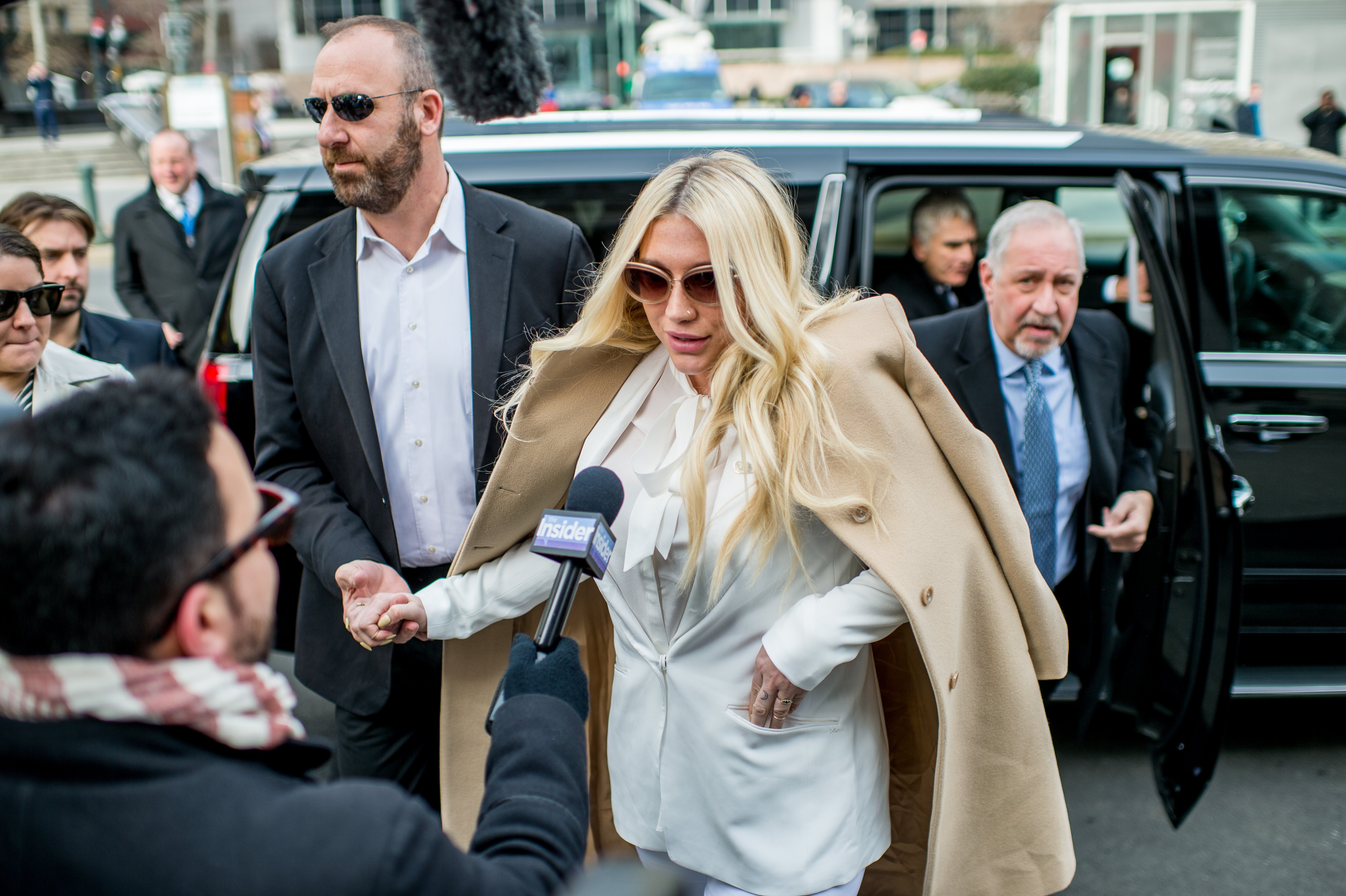 Kesha makes a court appearance as fans protest Sony Music Entertainment outside New York State Supreme Court on February 19, 2016 in New York City. (Roy Rochlin&mdash;Getty Images)