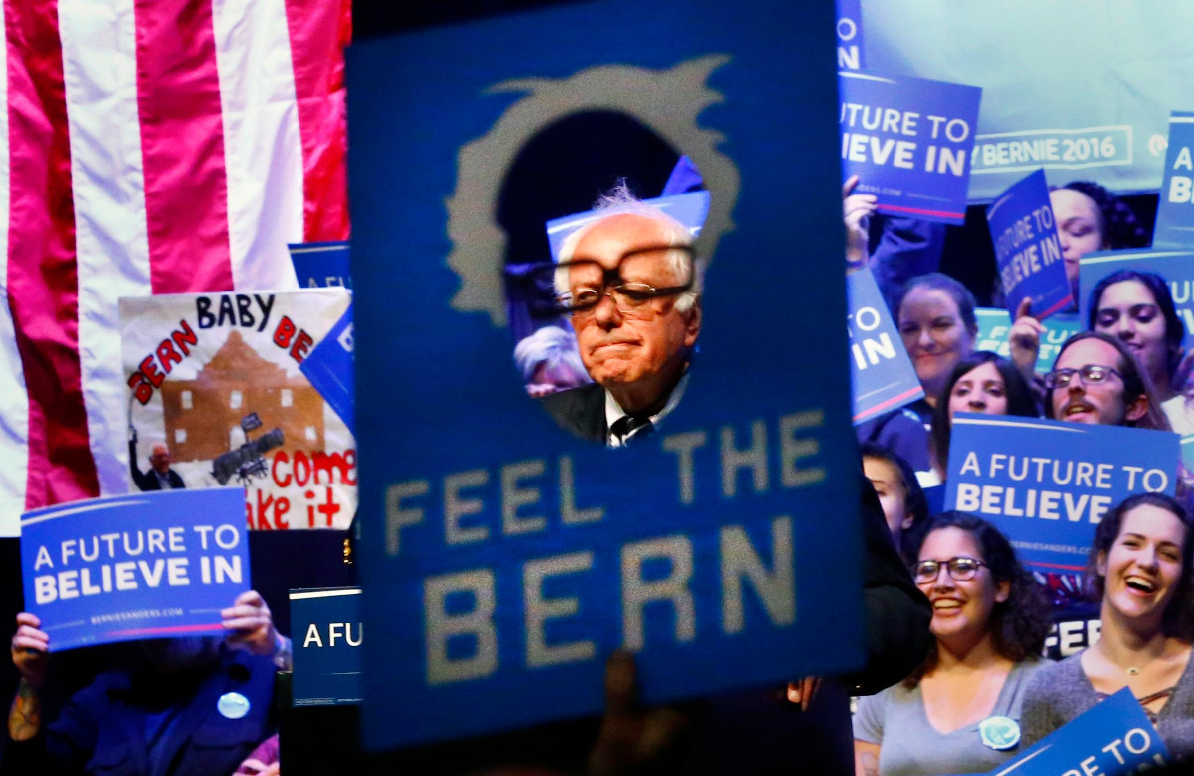 Bernie Sanders speaks at a campaign rally in Grand Prairie, Texas on Feb. 27.