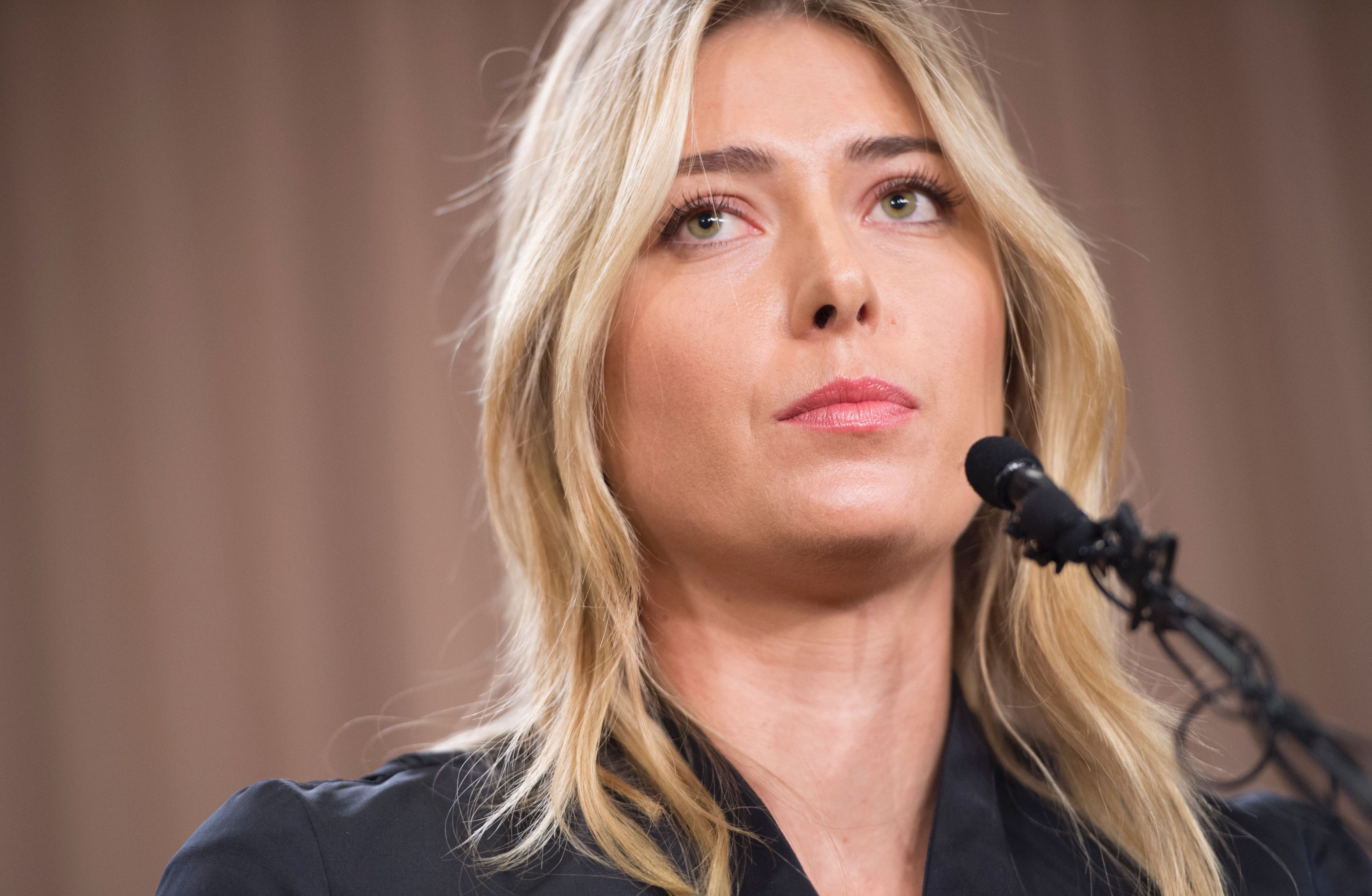 Russian tennis player Maria Sharapova speaks at a press conference in Los Angeles, on March 7, 2016. (Robyn Beck—AFP/Getty Images)