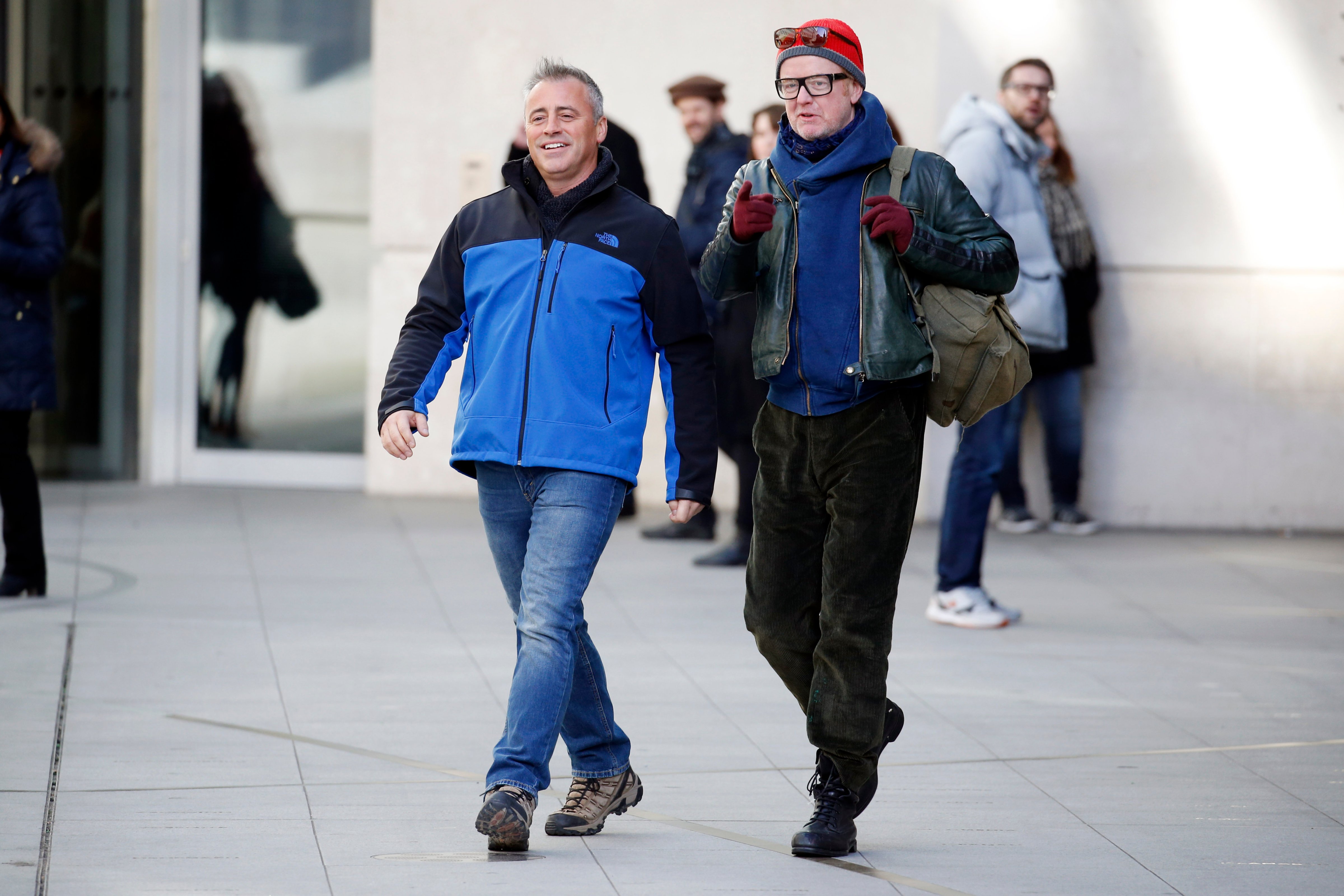 Matt Le Blanc and Chris Evans seen filming scenes for Top Gear on February 19, 2016 in London, England. (Neil Mockford/Alex Huckle—GC Images)