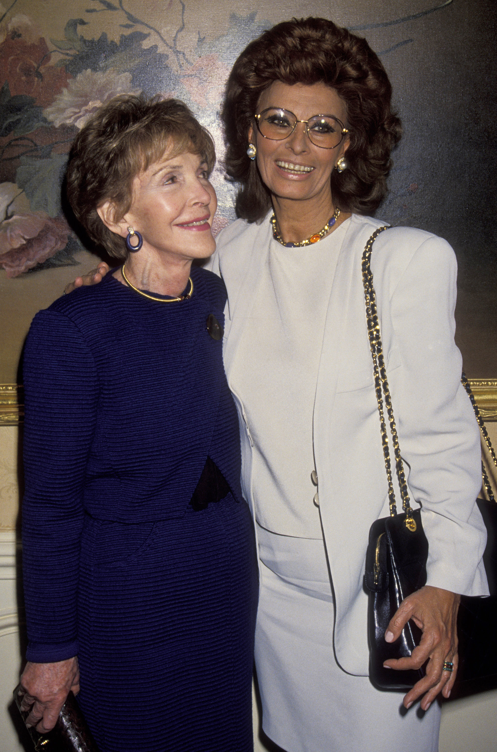 Nancy Reagan and Sophia Loren attend Valentine's Day Luncheon Honoring Sophia Loren at the Beverly Wilshire Hotel in Beverly Hills, Calif. on Feb. 10, 1993.