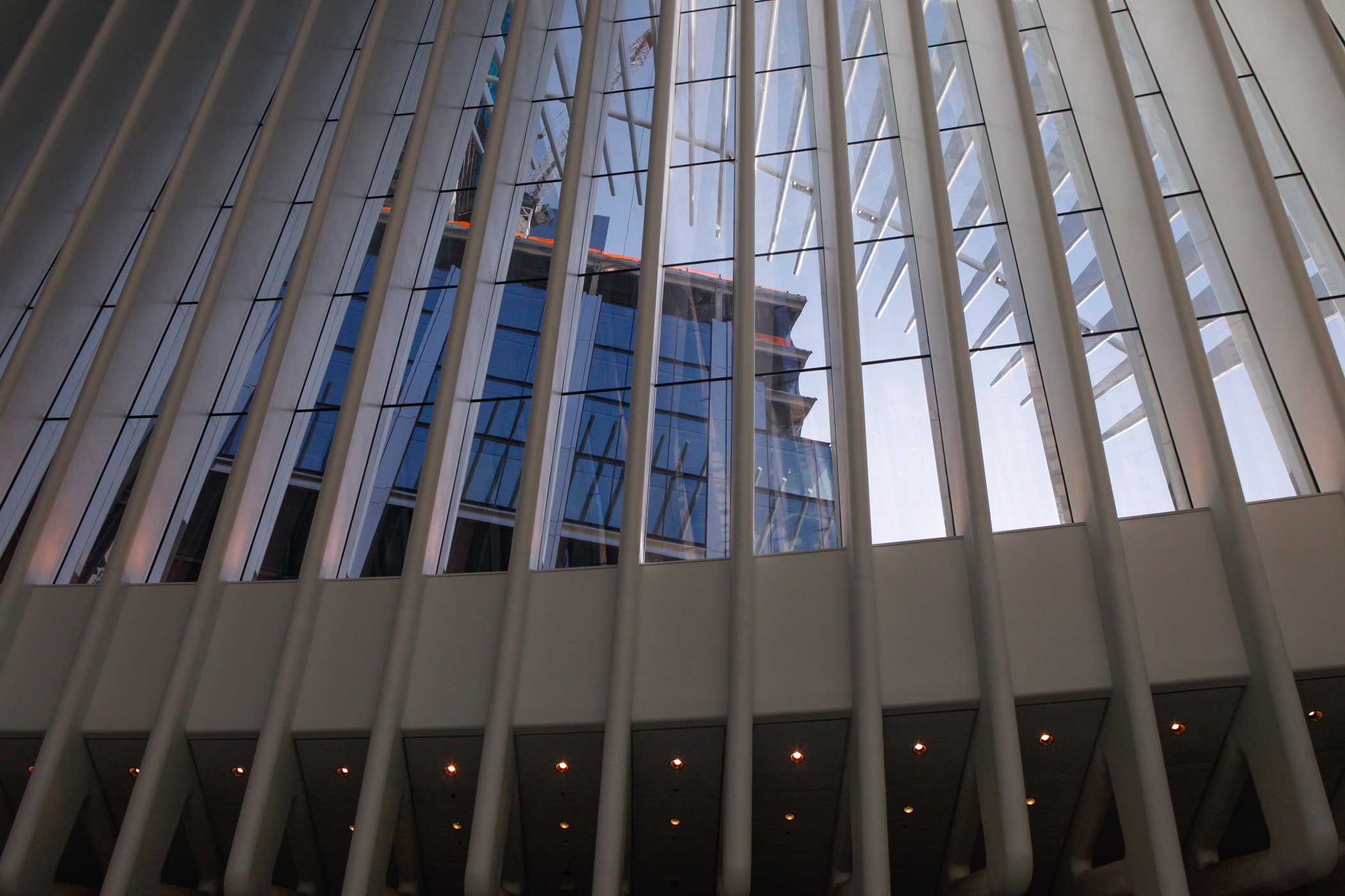 The World Trade Center 3 building seen from the Oculus.
