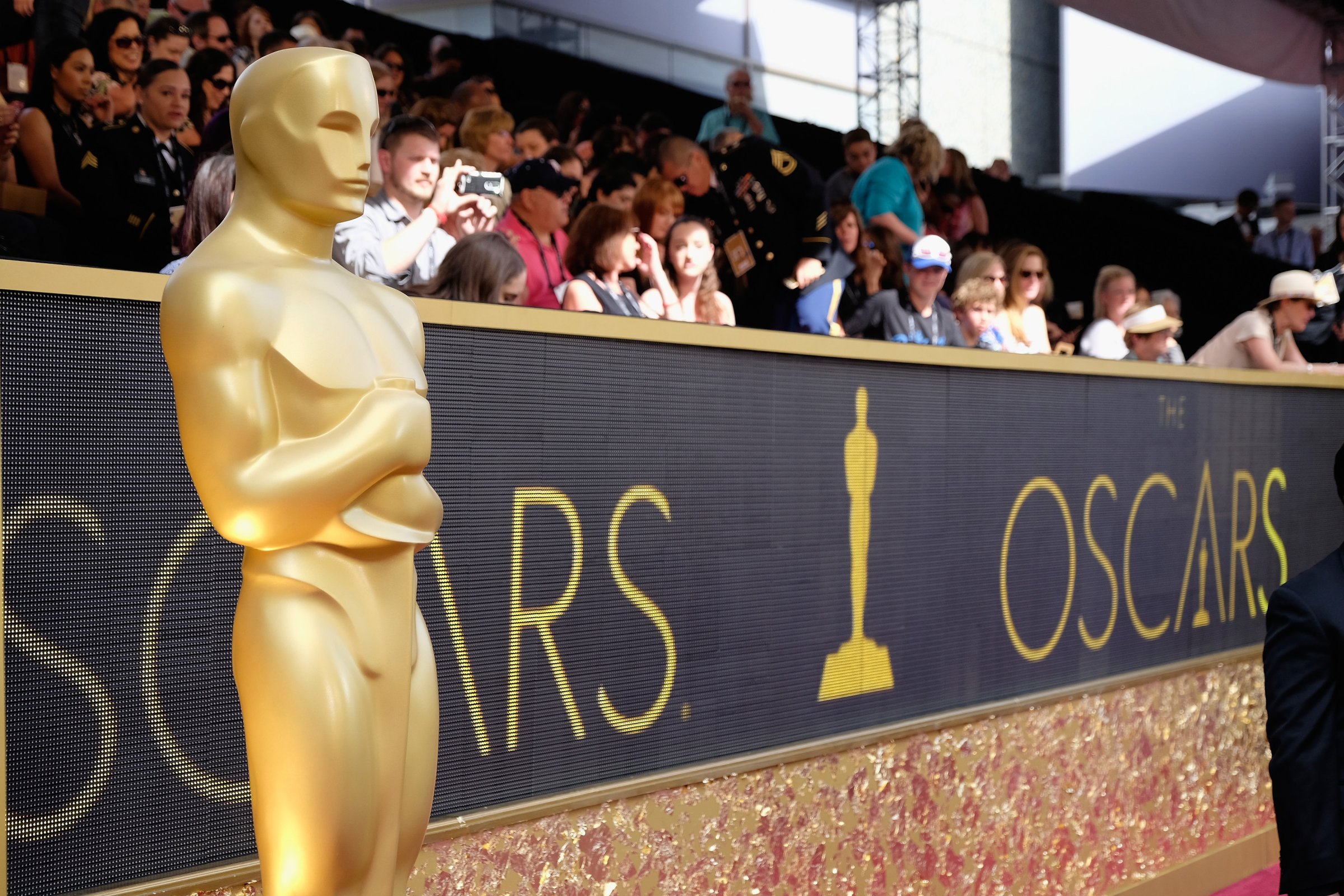 The Oscar statuette is displayed on the red carpet during the 88th Annual Academy Awards at Hollywood & Highland Center on February 28, 2016 in Hollywood, California.