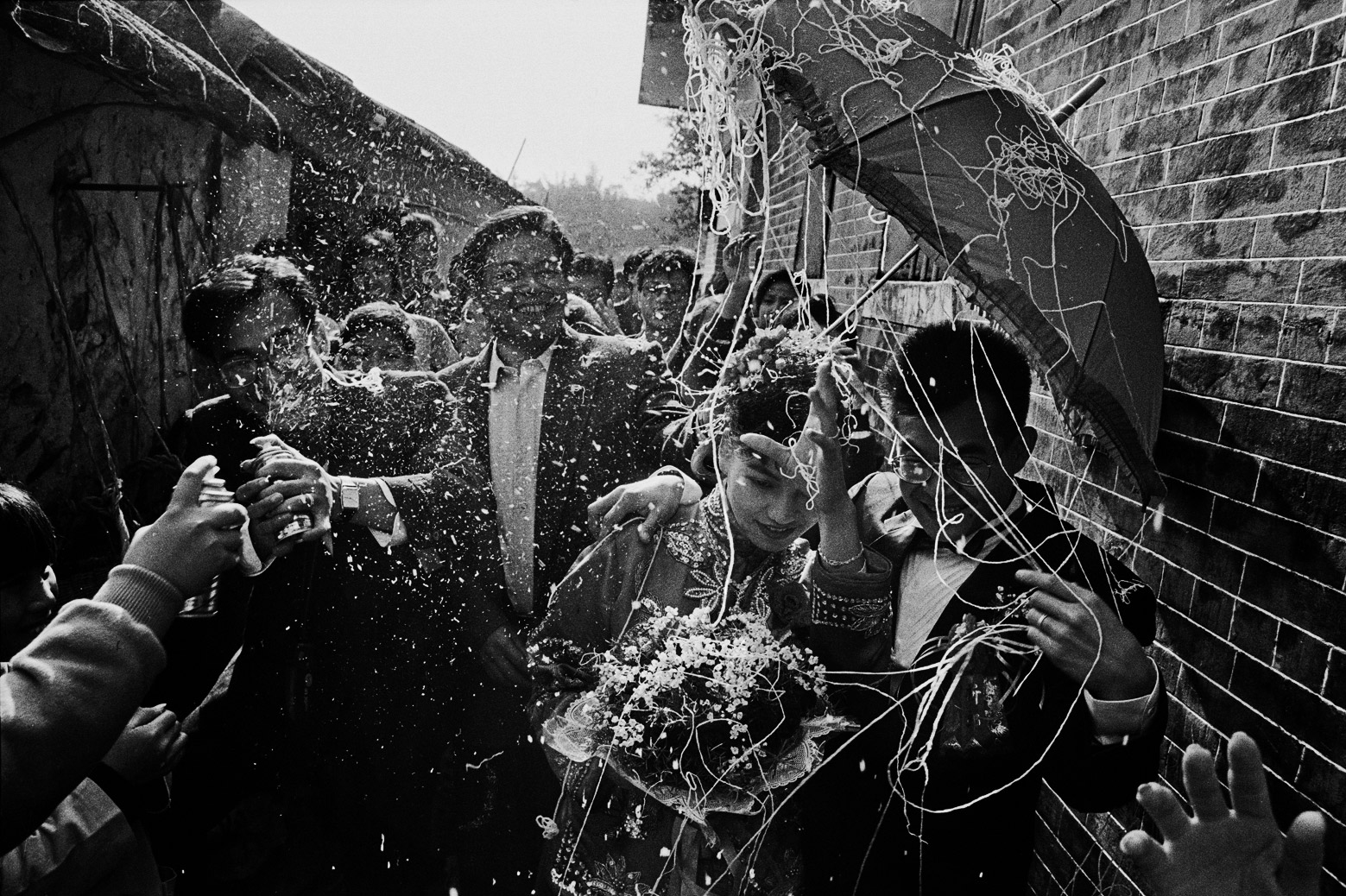 Julio Yun at his wedding with a Chinese woman from Na Jin. The wedding was arranged from New York by his parents. Village of Na Jin, Province of Guangdong, China, 1992.