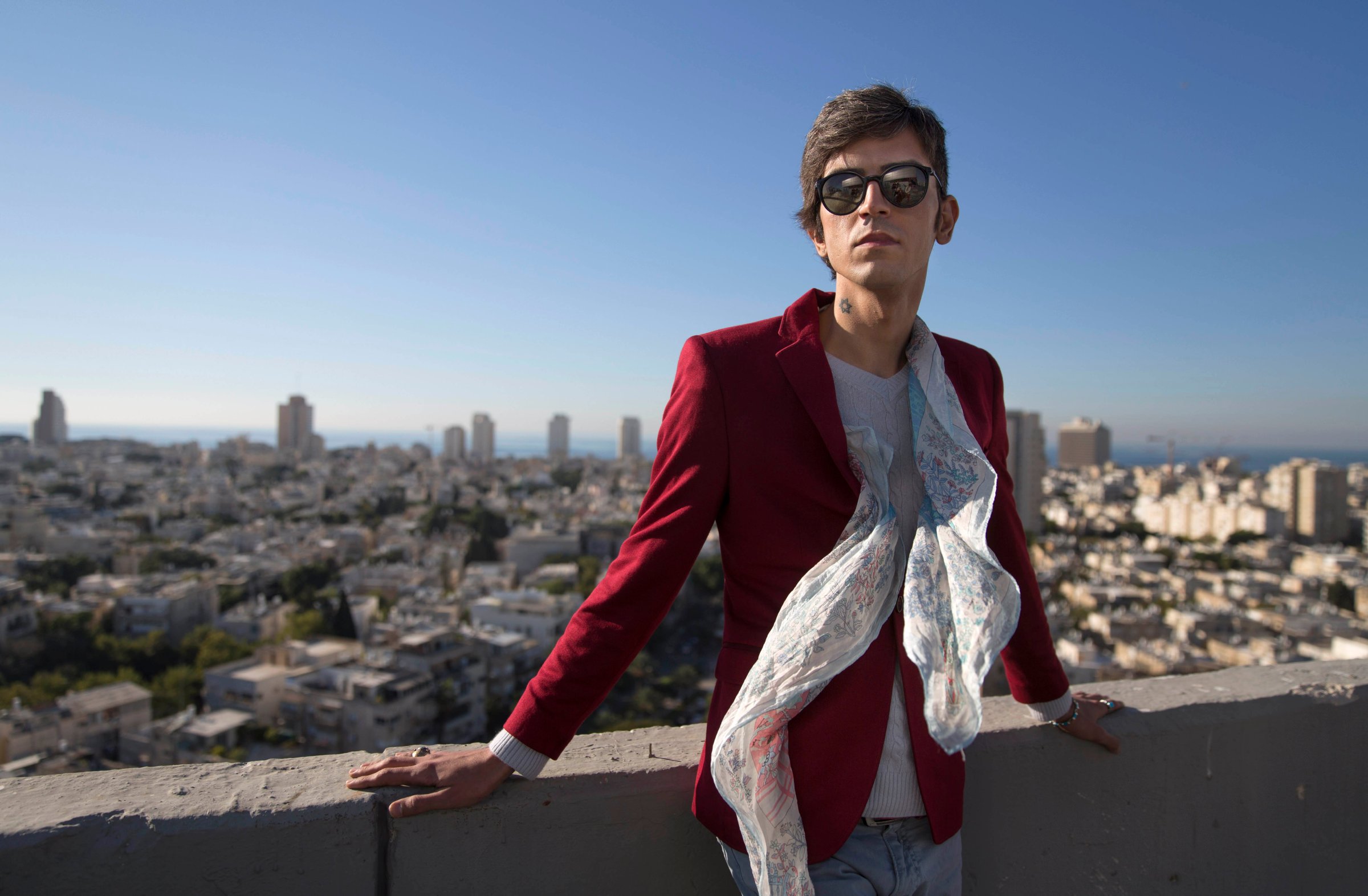 Iranian poet, Payam Feili poses for a photograph in Tel Aviv, Israel on Dec. 9, 2015.