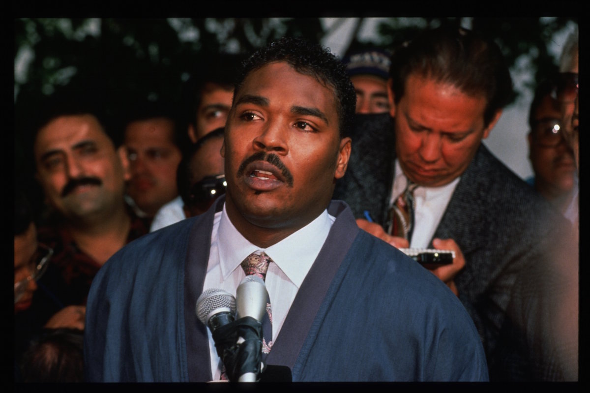 Rodney King pleads to  rioters to make peace on May 1, 1992 in Los Angeles (Douglas Burrows—Getty Images)