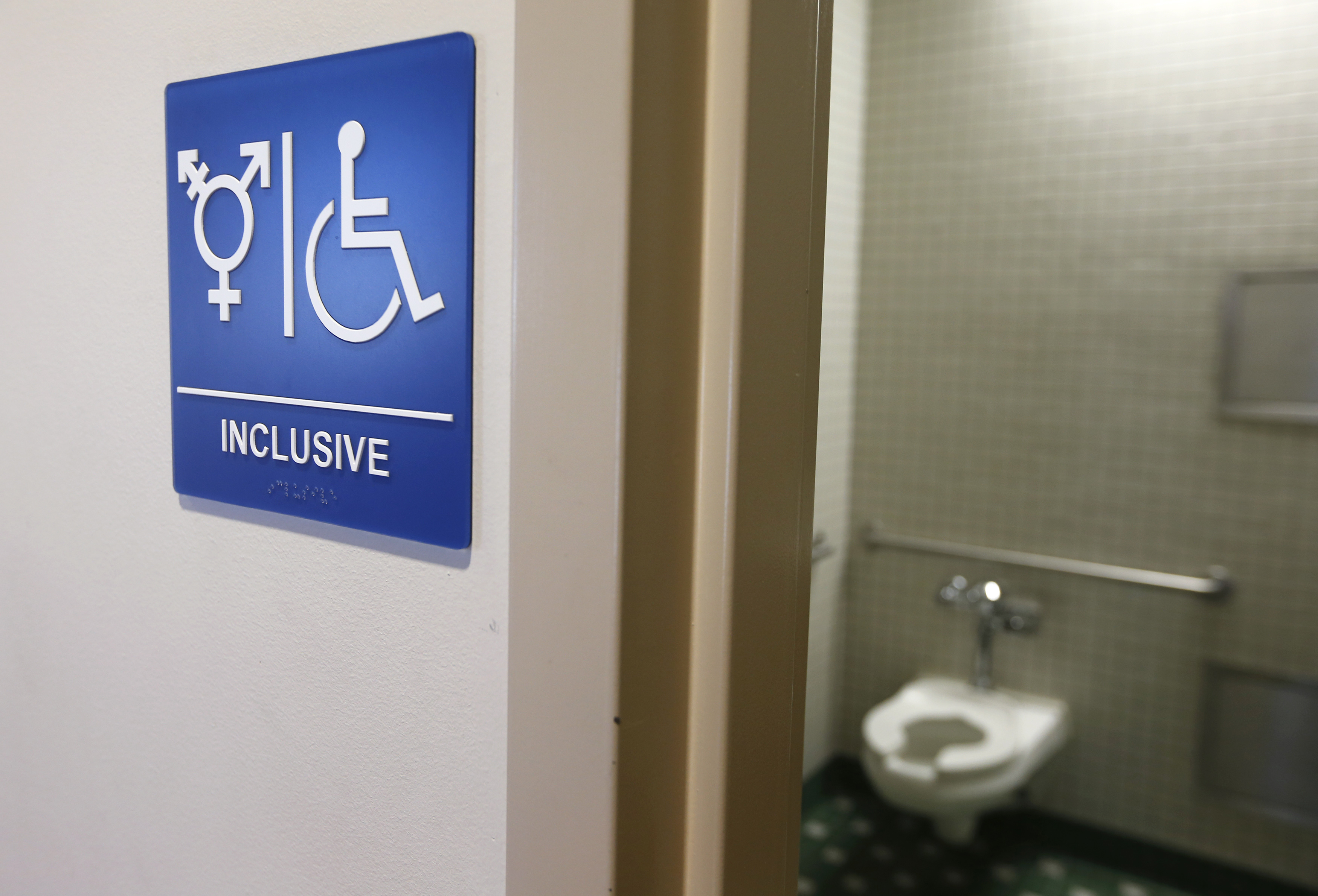 A gender-neutral bathroom is seen at the University of California, Irvine in Irvine, Calif., Sept. 30, 2014. (Lucy Nicholson—Reuters)