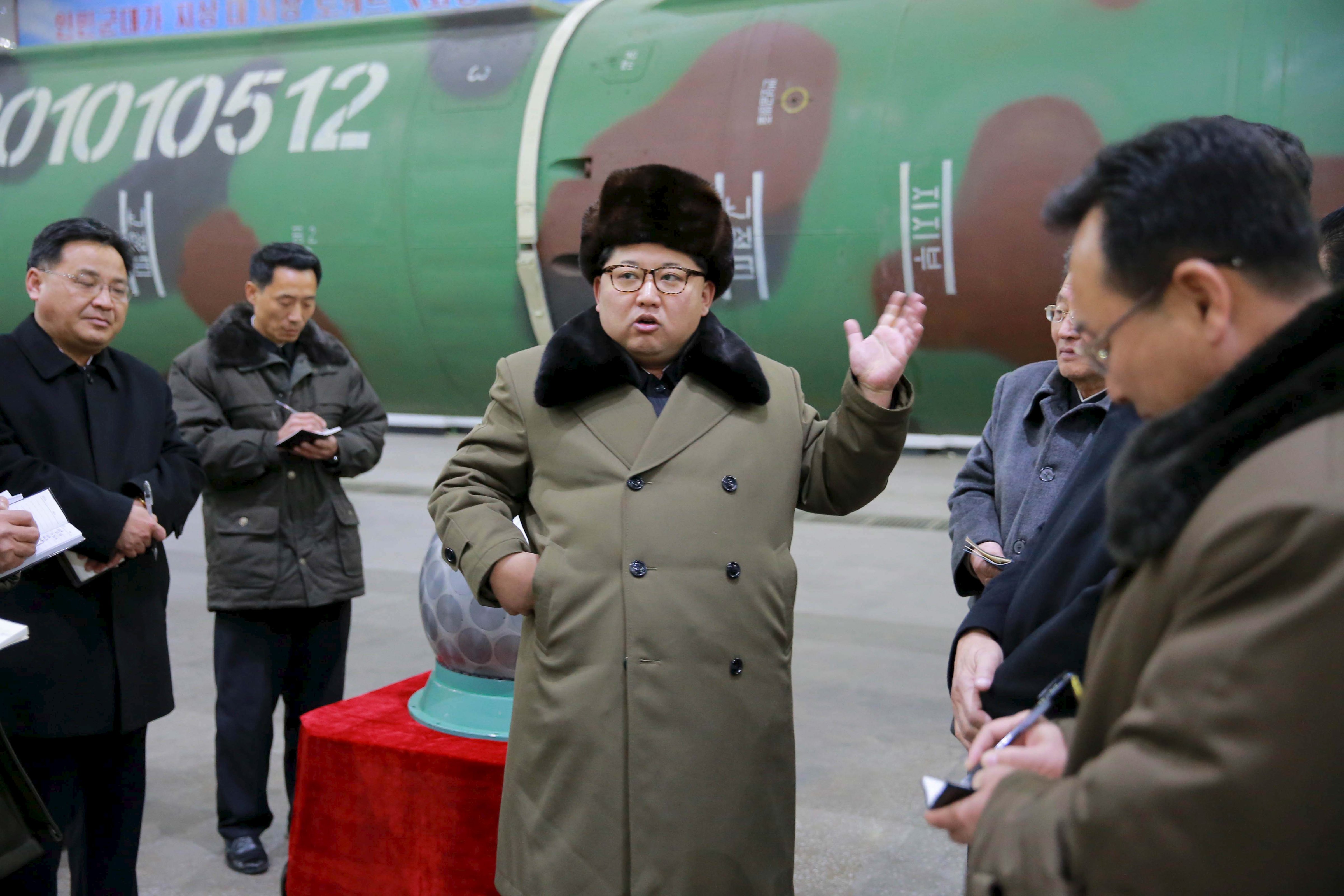 North Korean leader Kim Jong Un meets scientists and technicians in the field of researches into nuclear weapons