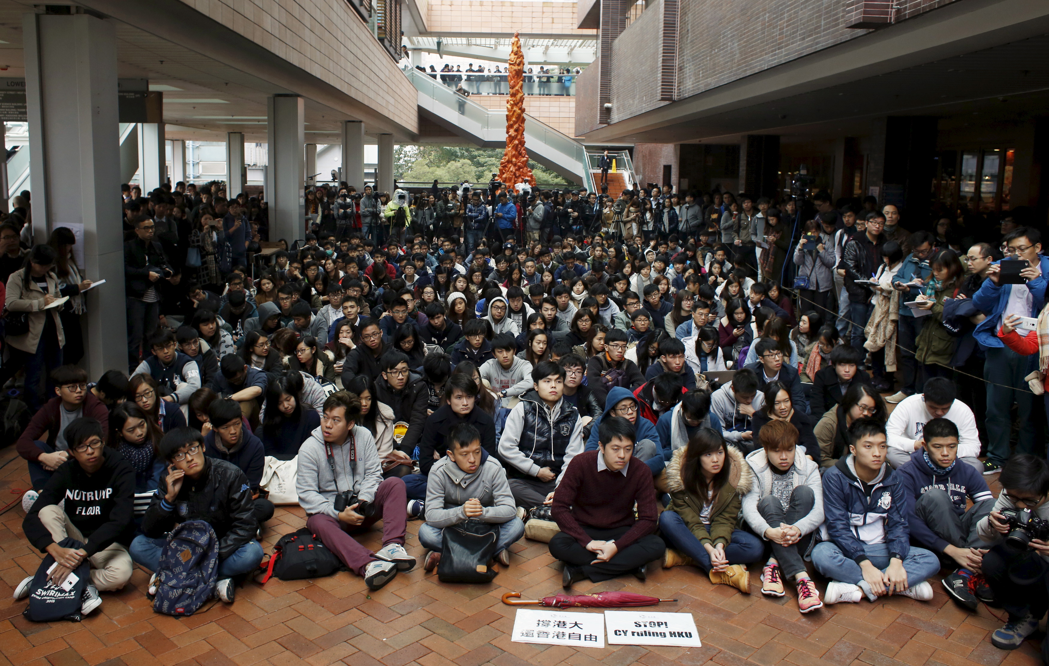 Students attend a rally at the University of Hong Kong's the campus on the first day to boycott classes on Jan. 20, 2016, in Hong Kong (Bobby Yip—Reuters)