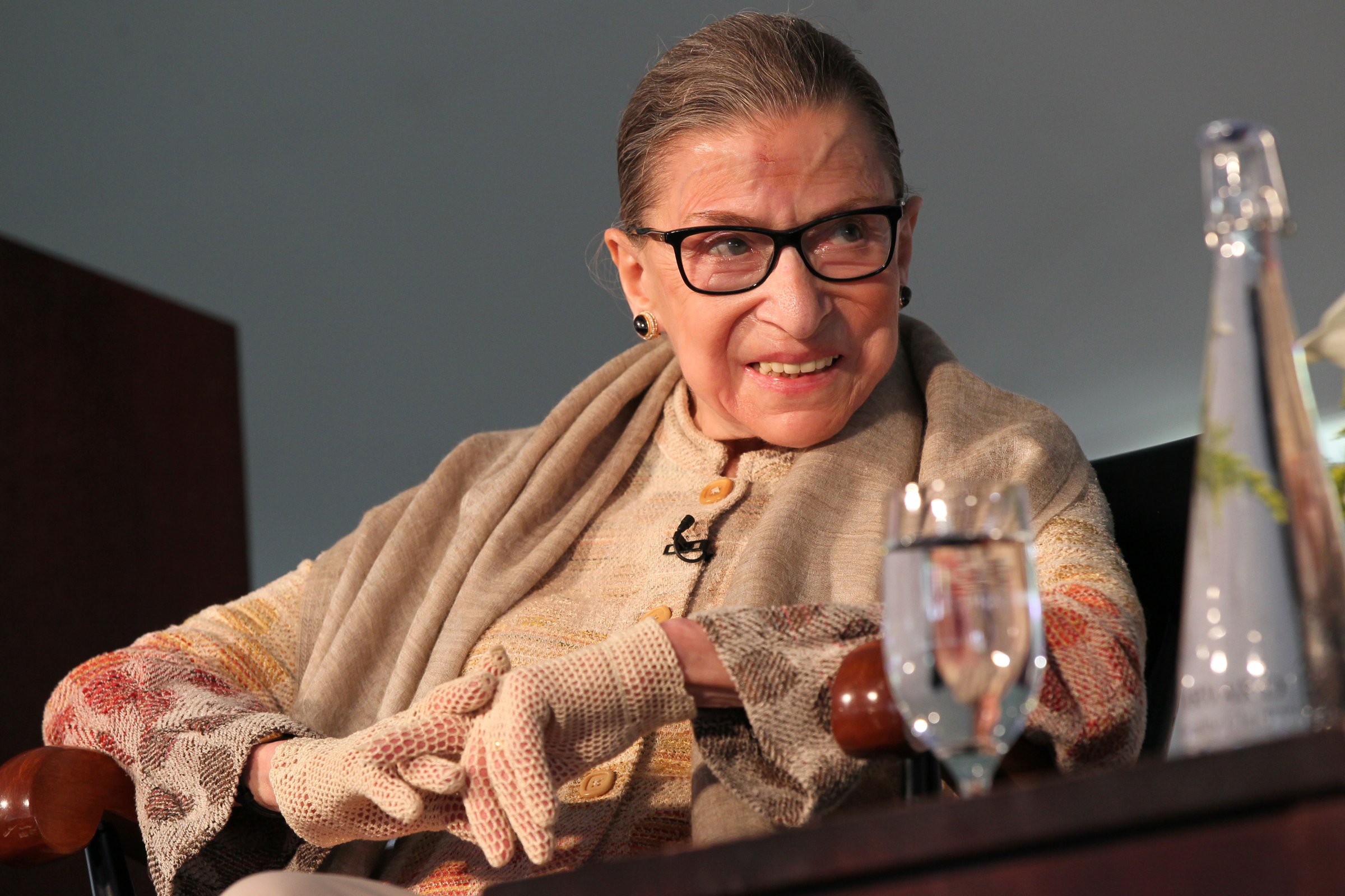 Justice Ruth Ginsburg during " A conversation" with Kathleen Sullivan at the Radcliffe Day Lunch. Ginsburg received the Radcliffe Medal Friday afternoon.