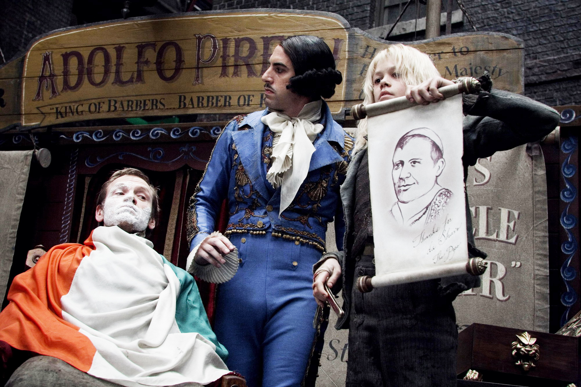 Sacha Baron Cohen as Signor Adolfo Pirelli in Sweeney Todd: The Demon Barber of Fleet Street, 2007.