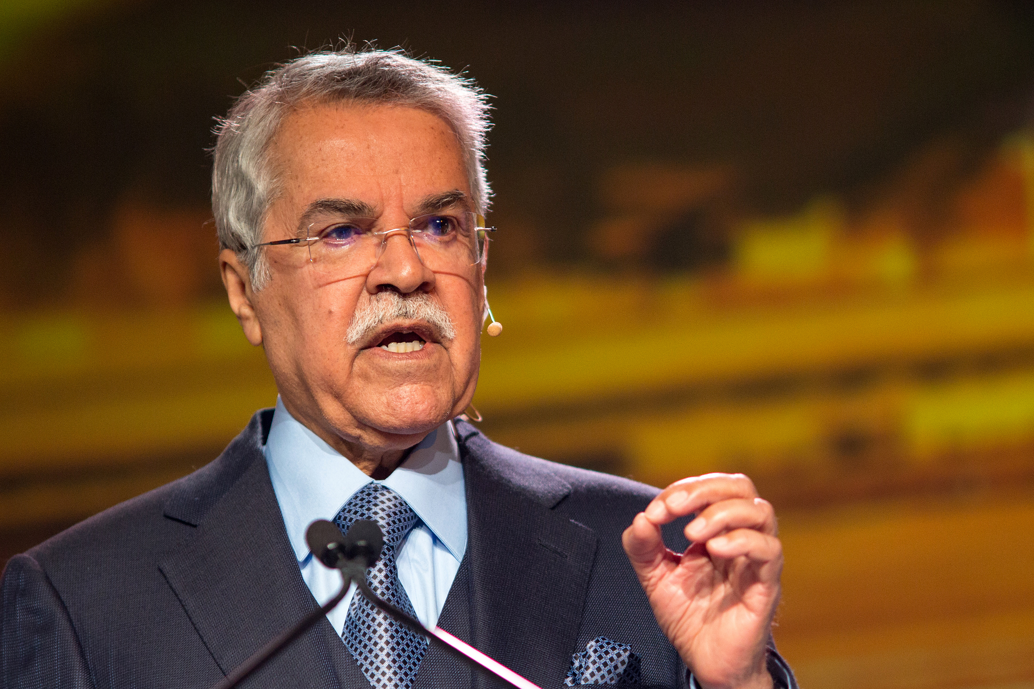 Ali Bin Ibrahim al-Naimi, Saudi Arabia's petroleum and mineral resources minister, speaks during the 2016 IHS CERAWeek conference in Houston on Feb. 23, 2016.