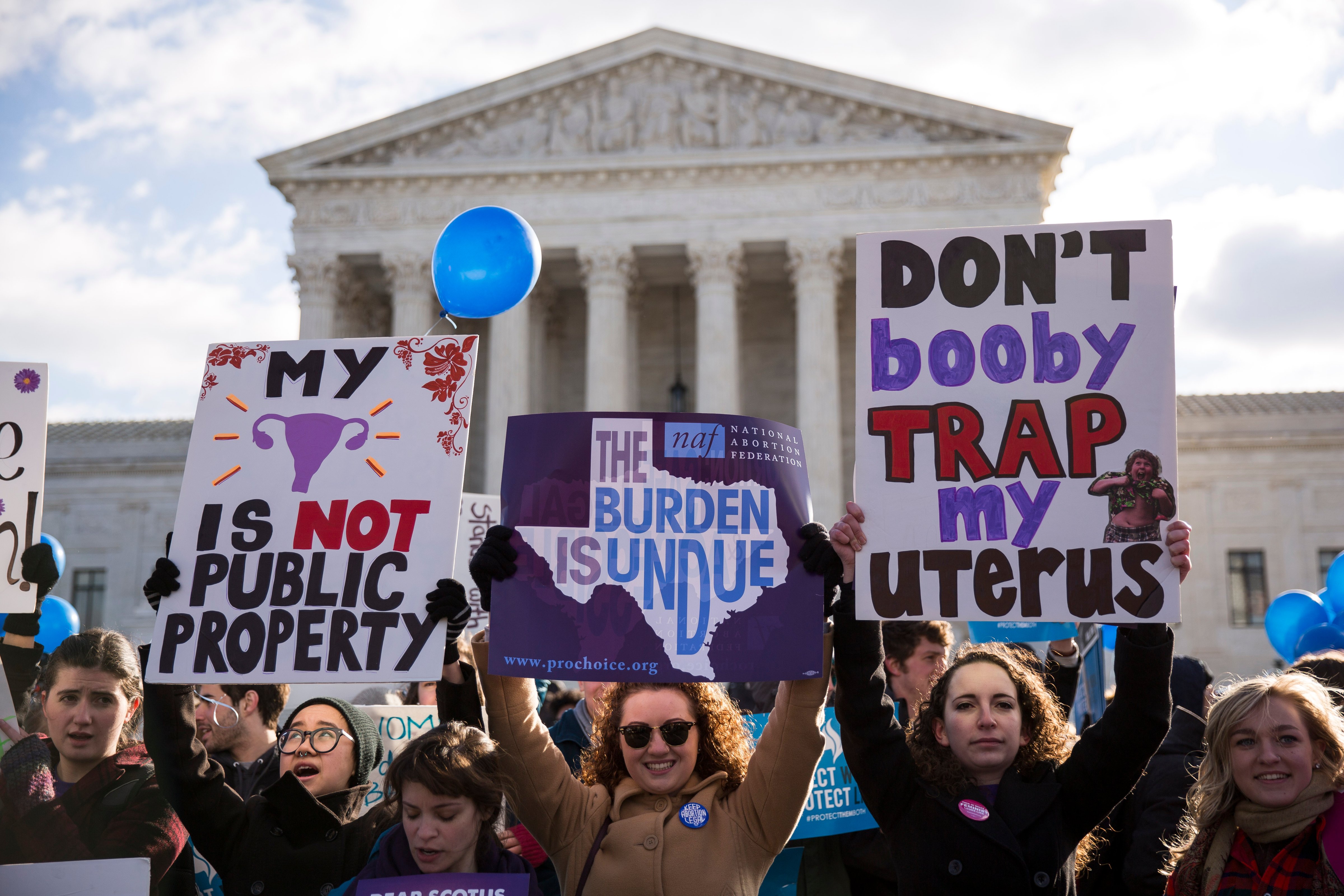 Abortion rights advocates at the Supreme Court, March 2, 2016 in Washington, DC. (Drew Angerer—Getty Images)