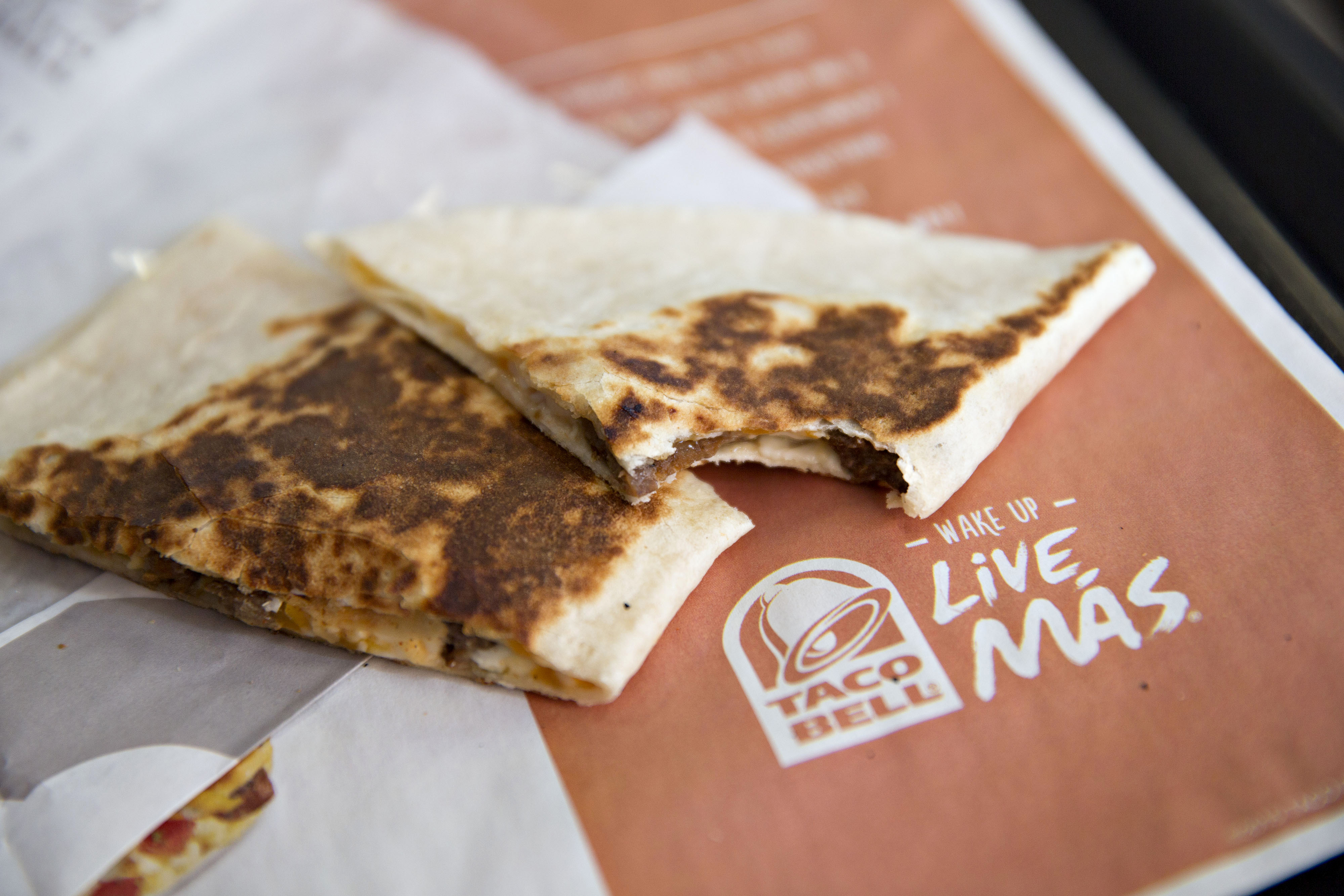 Food is arranged for a photograph at a Taco Bell restaurant in Peru, Illinois, U.S., on Thursday, Oct. 1, 2015. Yum! Brands Inc., owner of restaurant brands KFC, Pizza Hut, and Taco Bell, is scheduled to release third-quarter earnings on October 6. (Daniel Acker—Bloomberg/Getty Images)