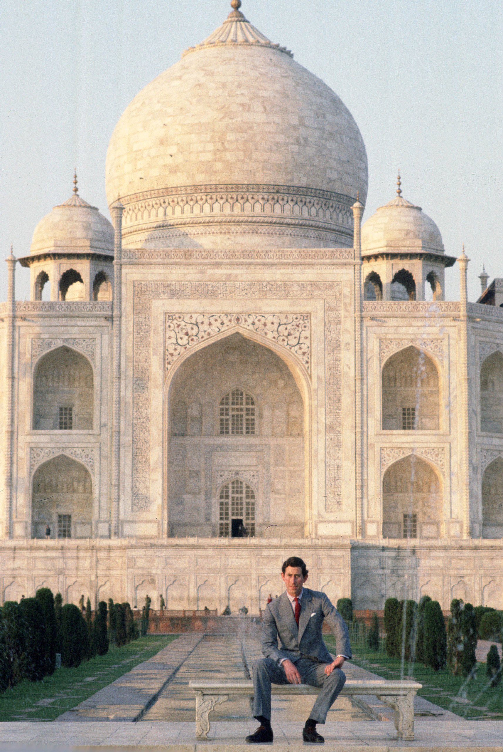 Prince Charles, Prince of Wales visits the Taj Mahal in India, Nov. 28, 1980. (Tim Graham—Getty Images)