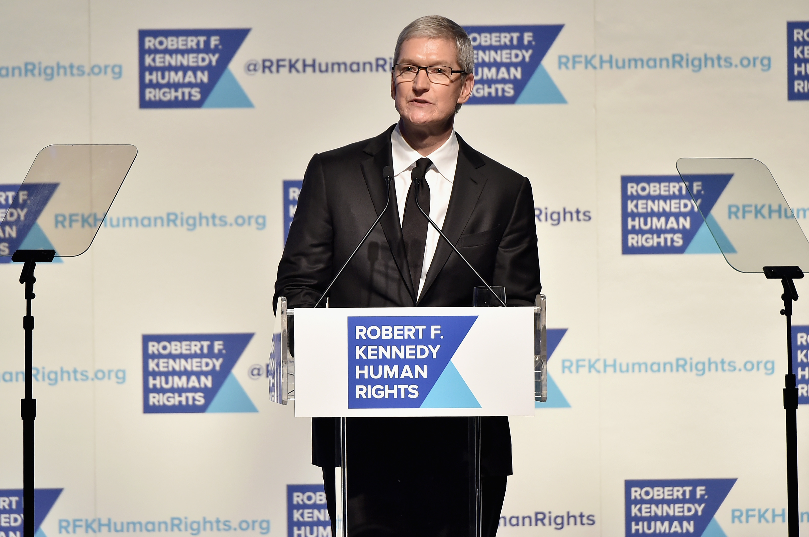 Apple CEO Tim Cook speaks onstage as Robert F. Kennedy Human Rights hosts The 2015 Ripple Of Hope Awards on Dec. 8, 2015 in New York City. (Theo Wargo/Getty Images)