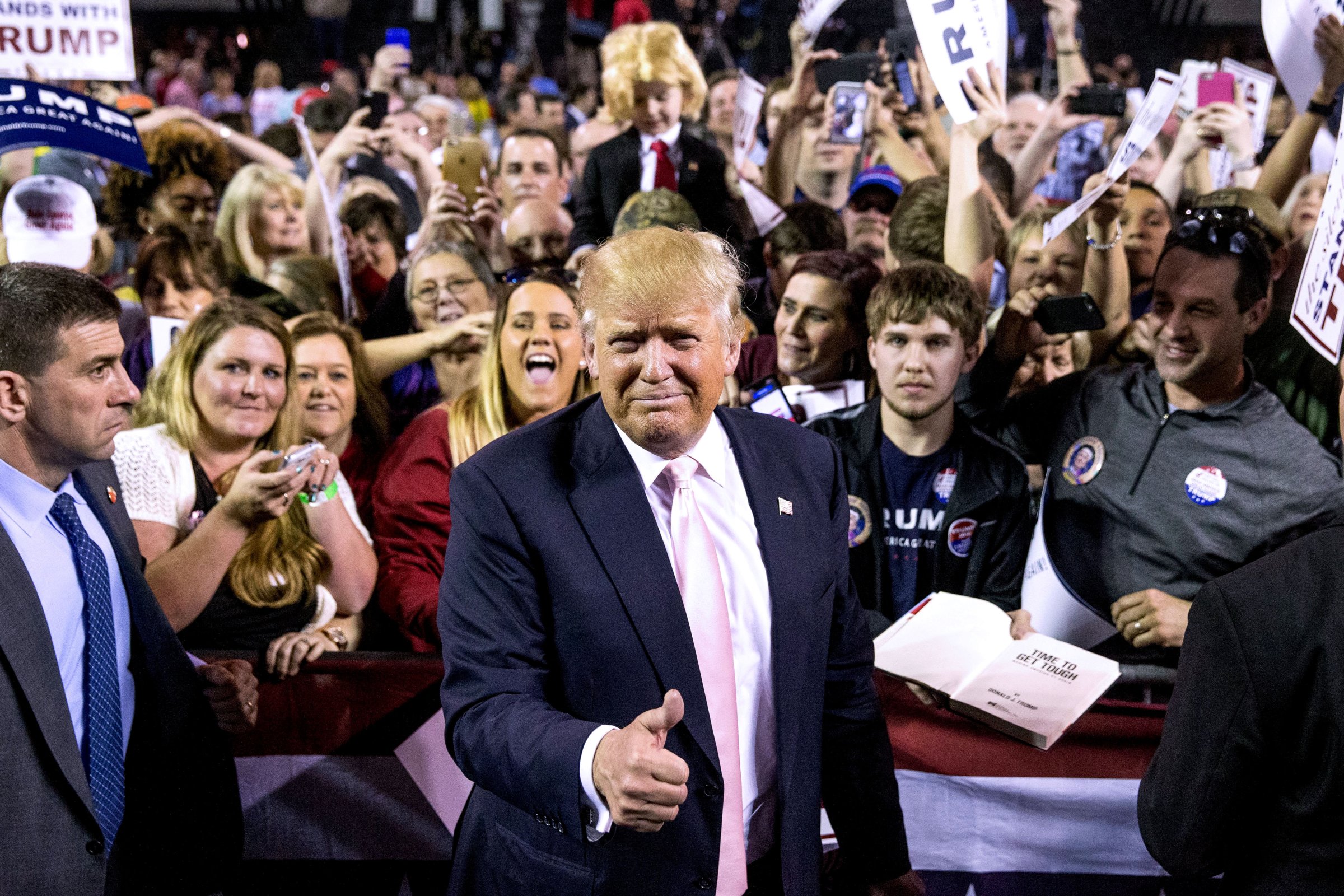 Republican presidential candidate Donald Trump holds a rally in Valdosta, Ga., on Feb. 29.