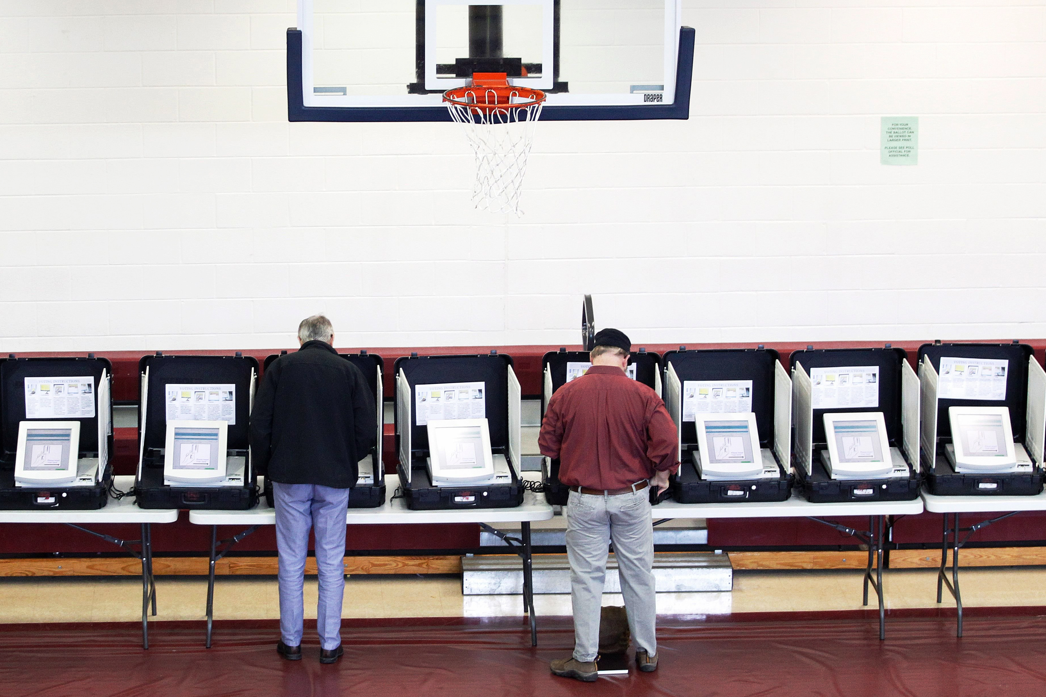 Voters place their ballots in the gymnasium at Saint Philip AME church on Super Tuesday in Atlanta. (Tami Chappell—AFP/Getty Images)