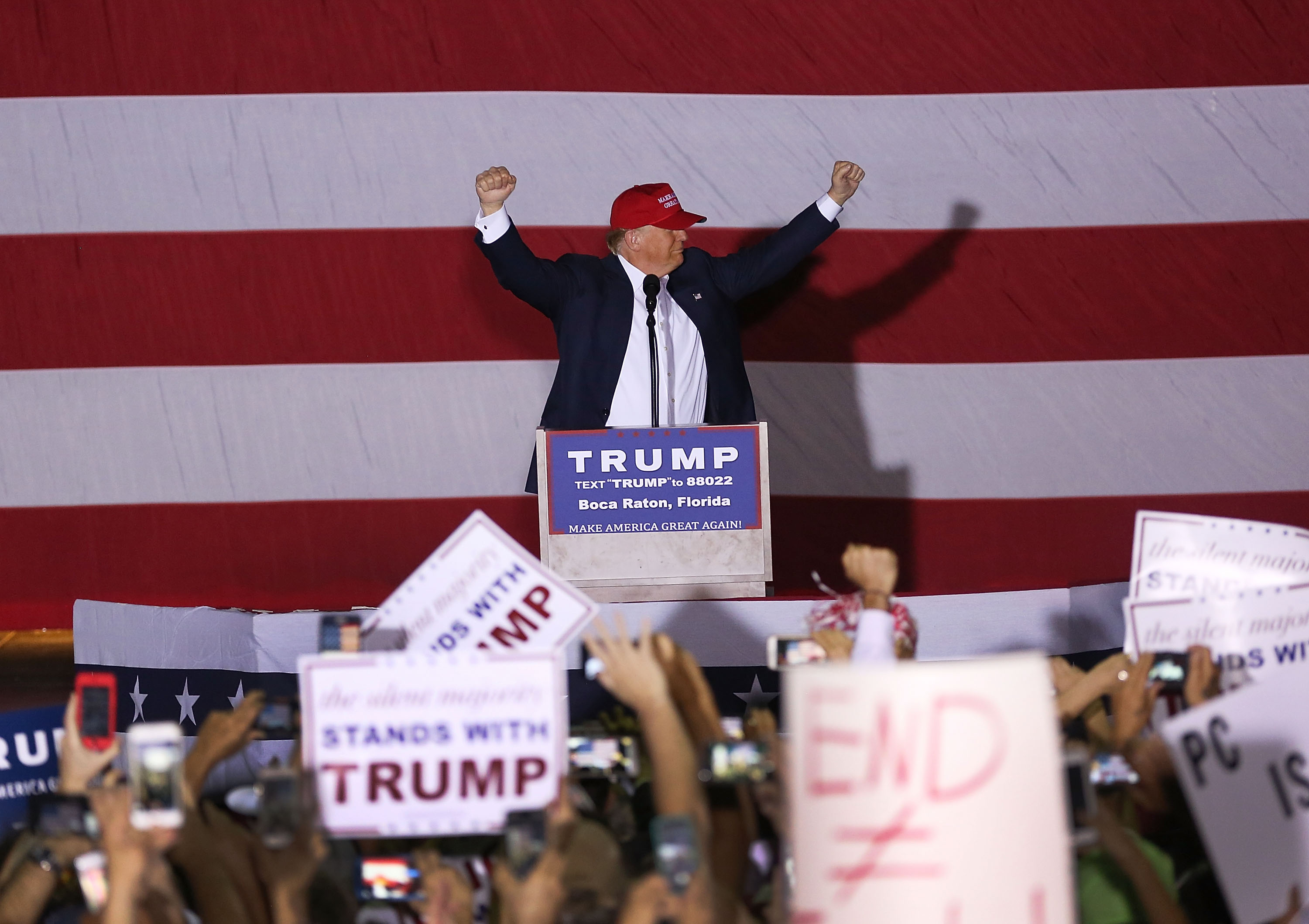 The Mighty I: Trump on the stump in Boca Raton, Fla. (Joe Raedle; Getty Images)