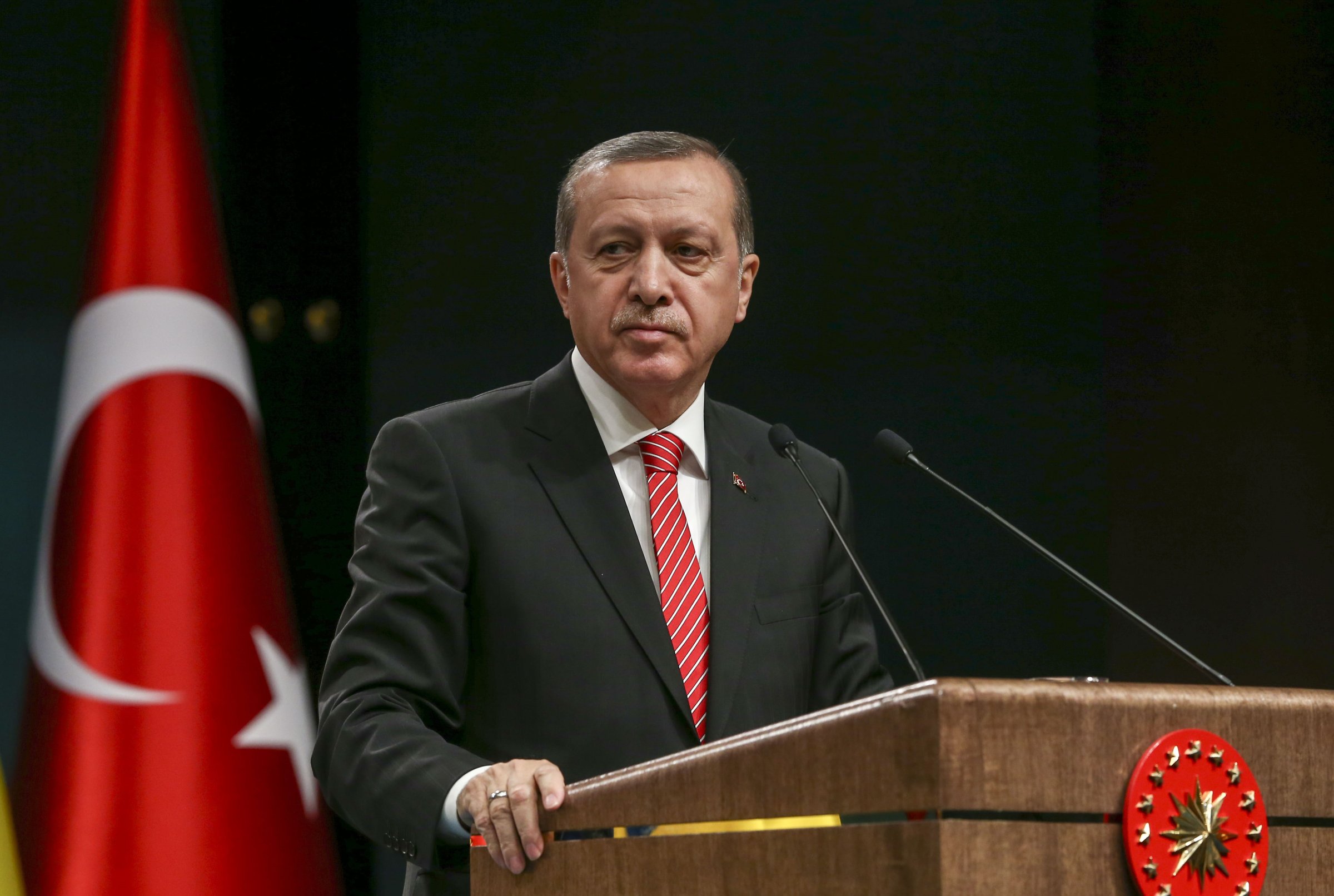 President of Turkey Recep Tayyip Erdogan at a press conference after the 5th Turkey-Ukraine High Level Strategic Council Meeting in Ankara, Turkey on March 9, 2016.