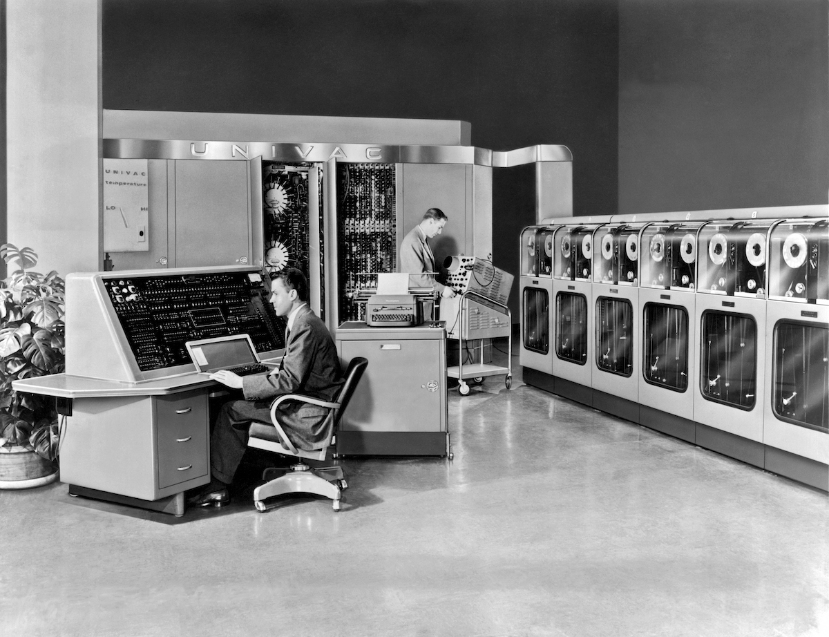 The Remington Rand Univac was the first commercial computer produced in the United States. It is seen here in Philadelphia in 1951. (Underwood Archives / Getty Images)