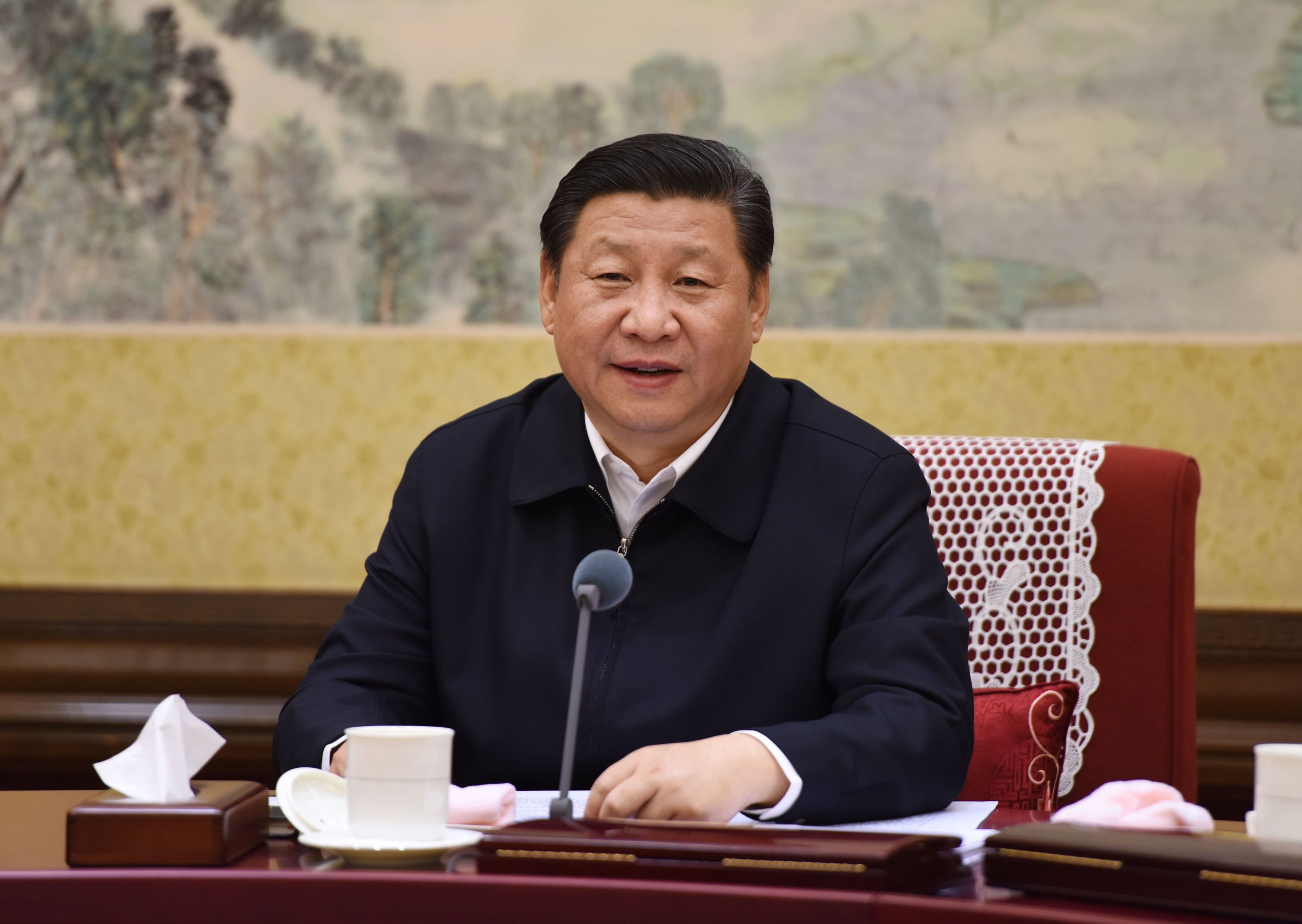 Chinese President Xi Jinping, also general secretary of the Communist Party of China Central Committee, makes remarks at a meeting of the political bureau of the CPC Central Committee.