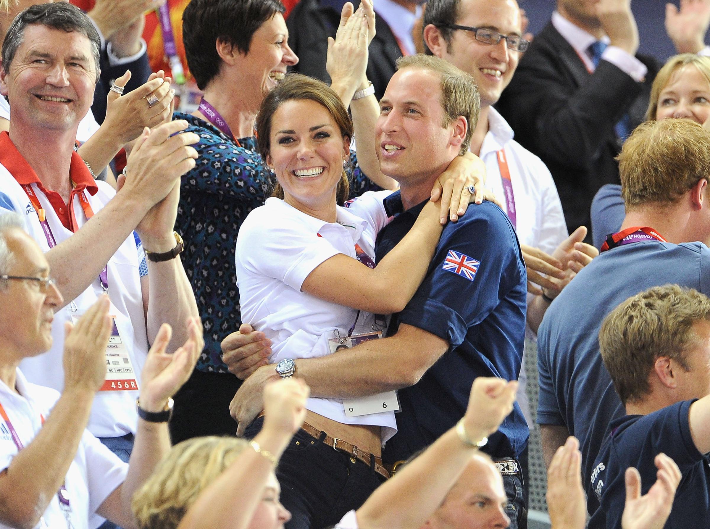 Catherine and Prince William during Day 6 of the London 2012 Olympic Games on Aug. 2, 2012.