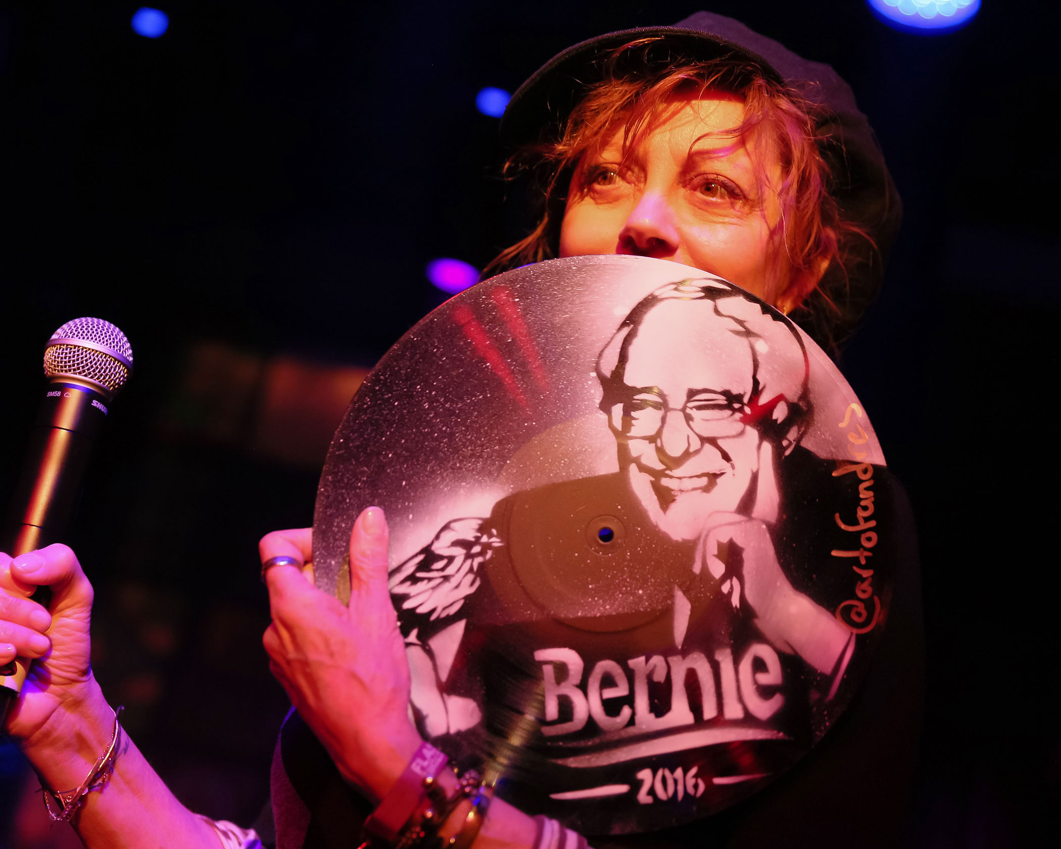 Actress Susan Sarandon shows her support for Vermont Sen. Bernie Sanders at a party at Flash Factory in New on April 4.