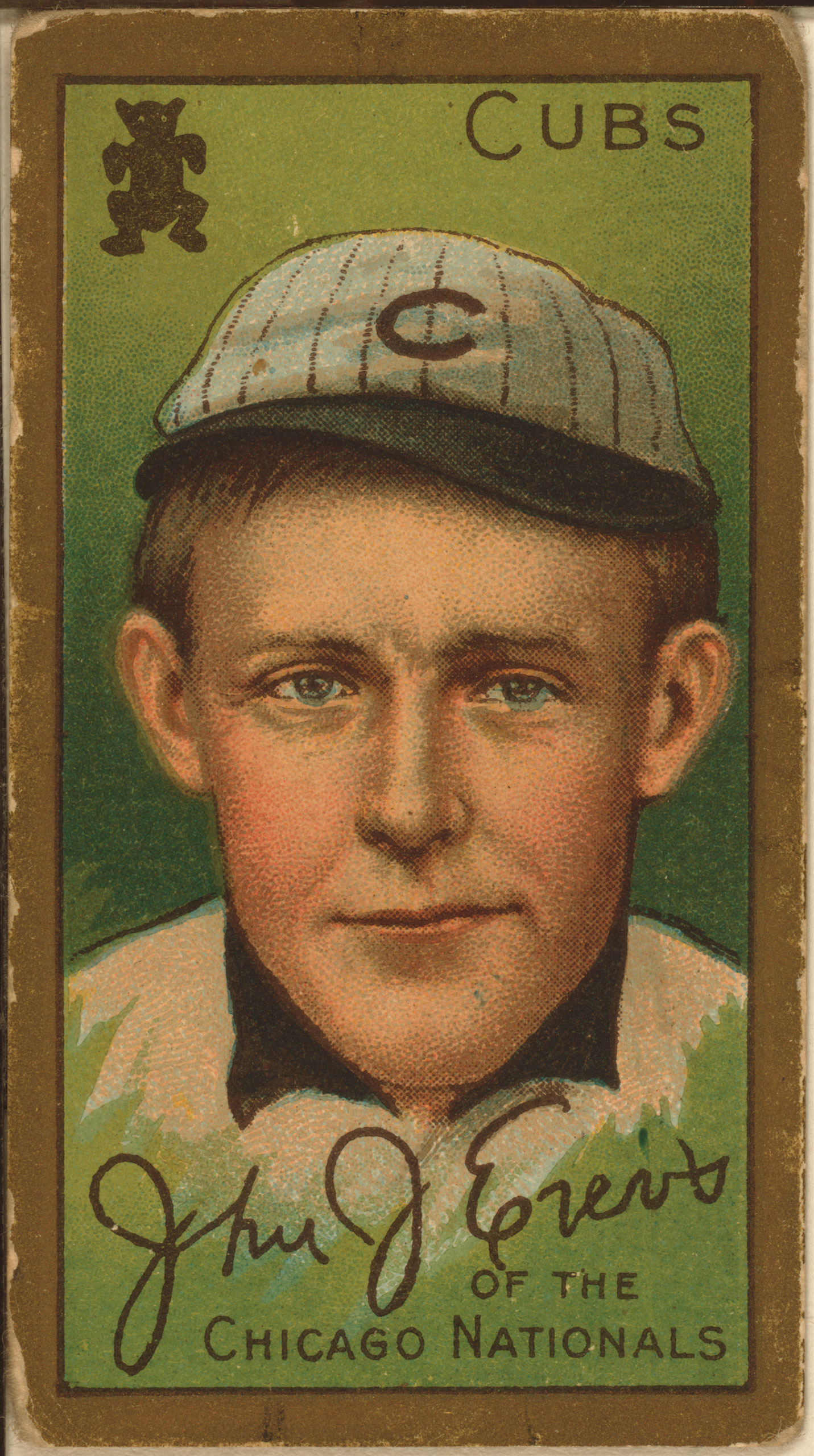 John J. Evers, Chicago Cubs, baseball card, 1911.