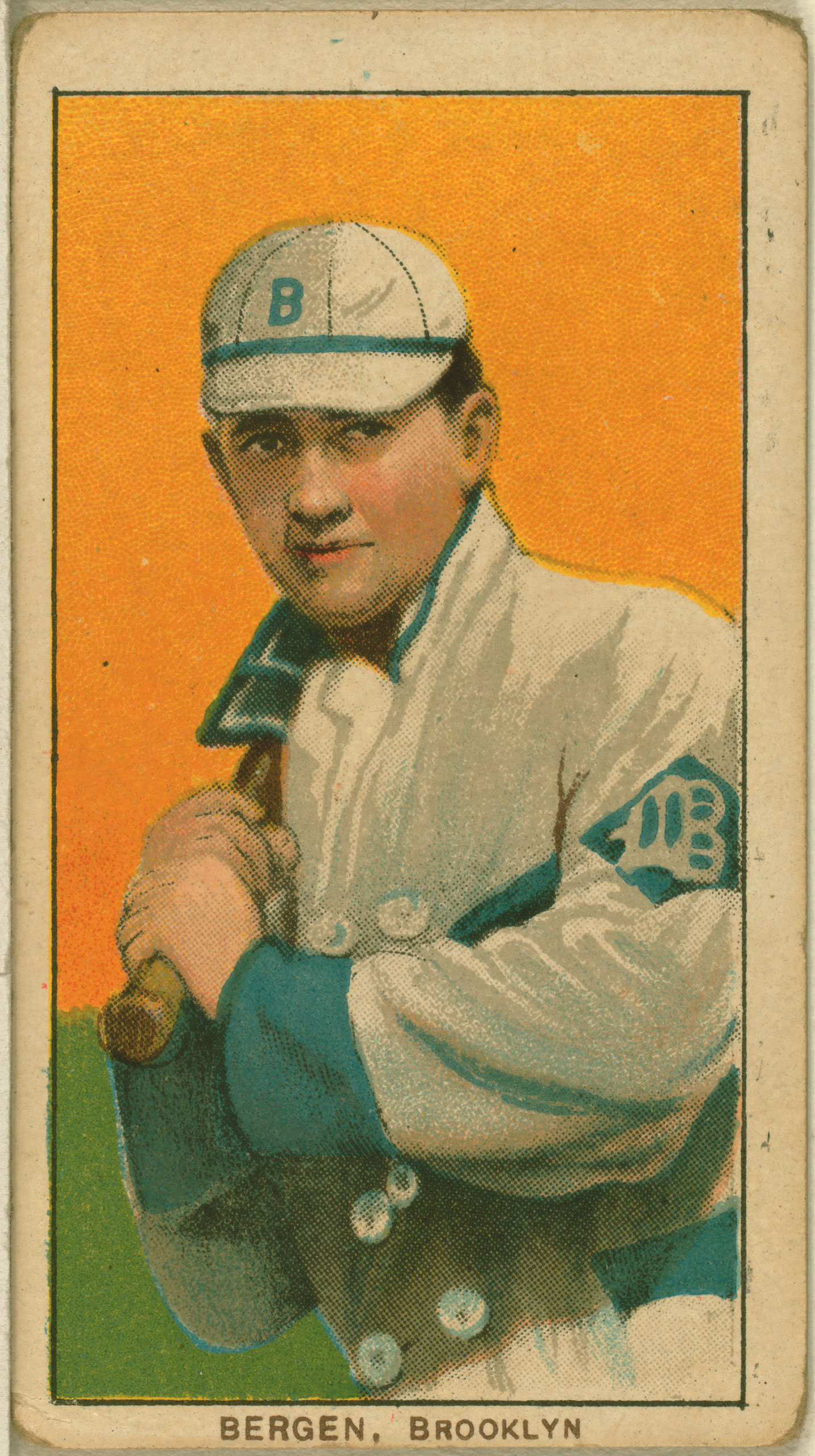 Bill Bergen, Brooklyn Dodgers, baseball card, 1909-1911.