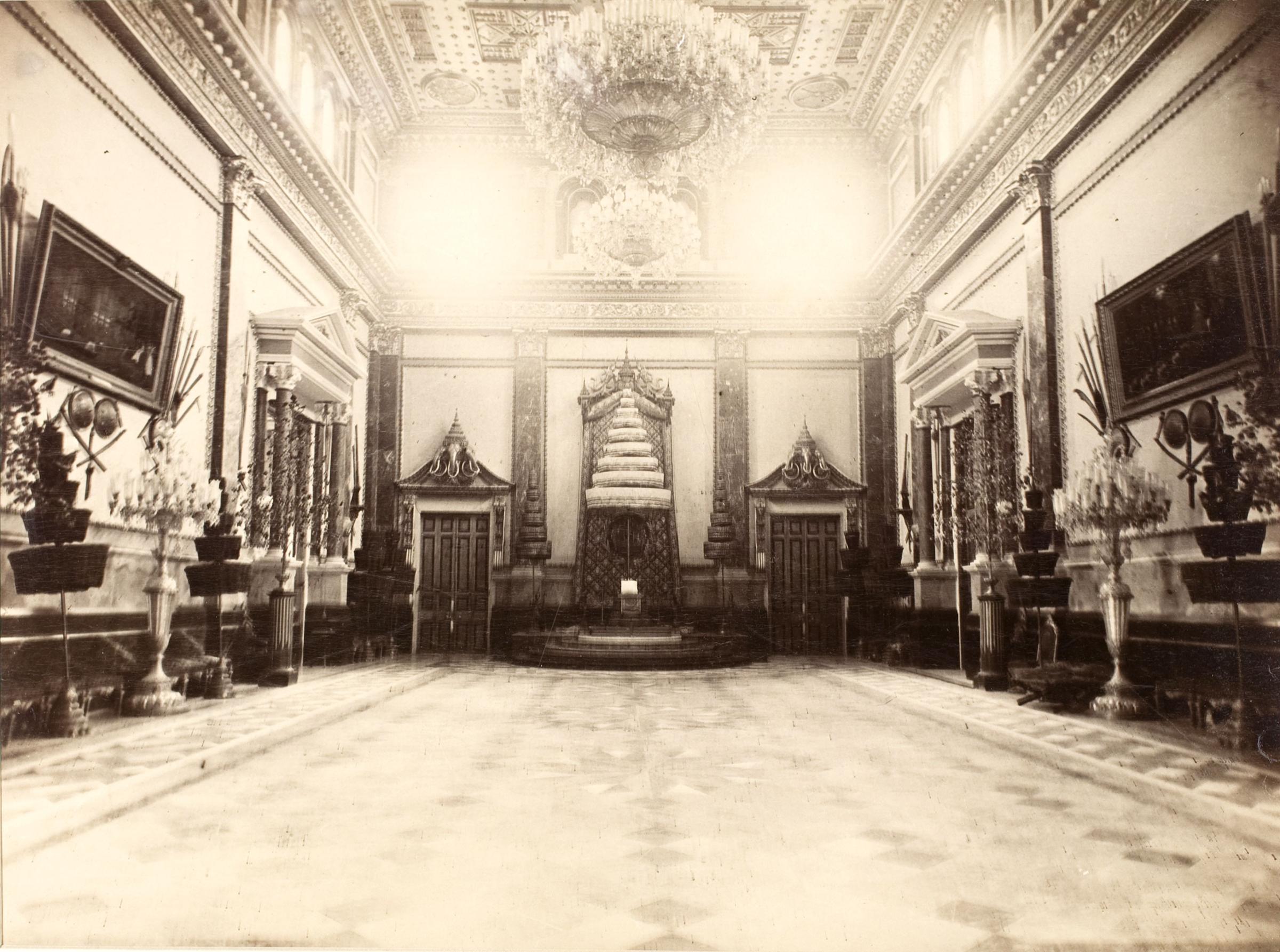 Throne room in the Maha Chakrakri Palace, Siam, 1893.