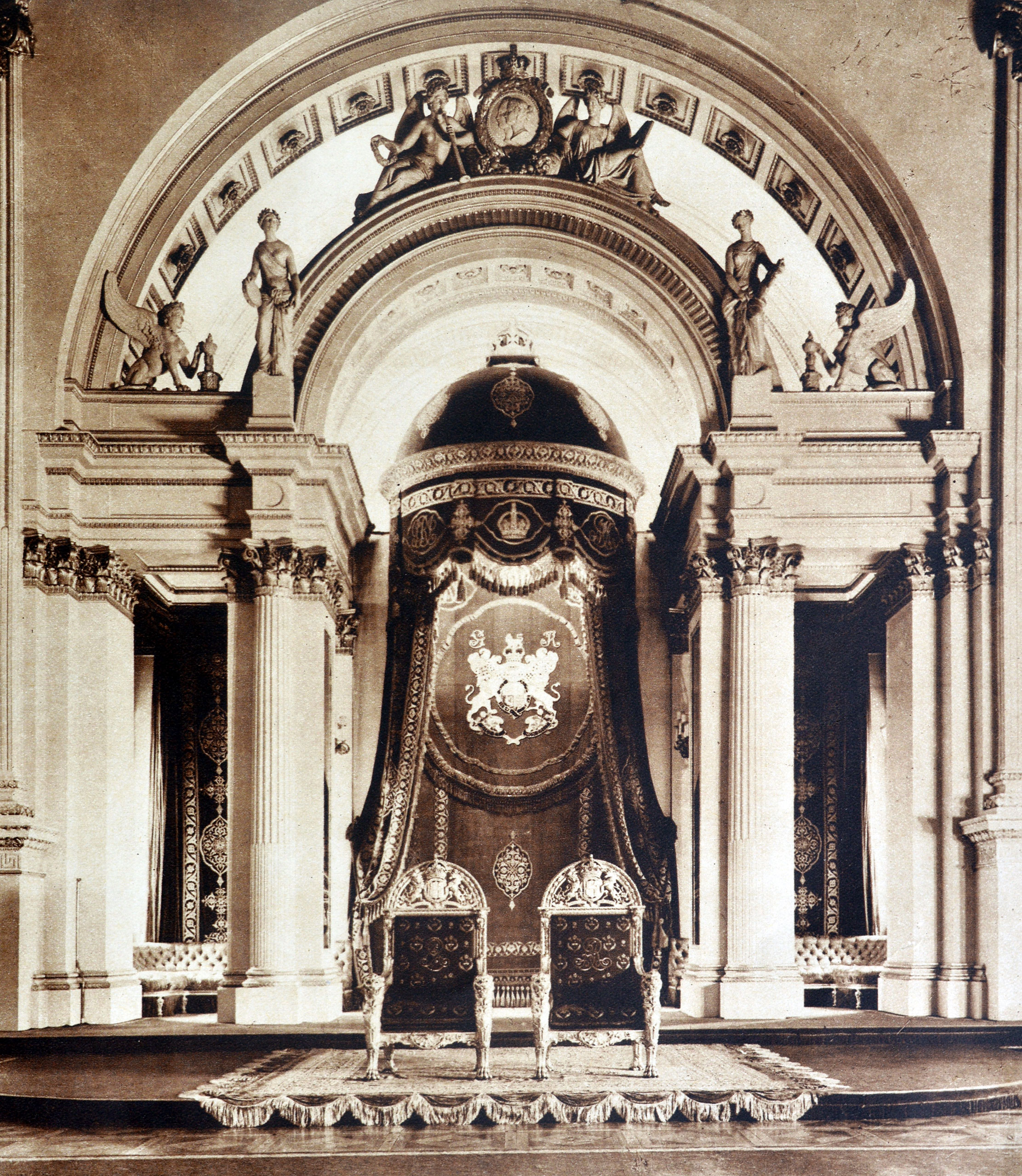 Throne room at Buckingham palace in London, 1935.