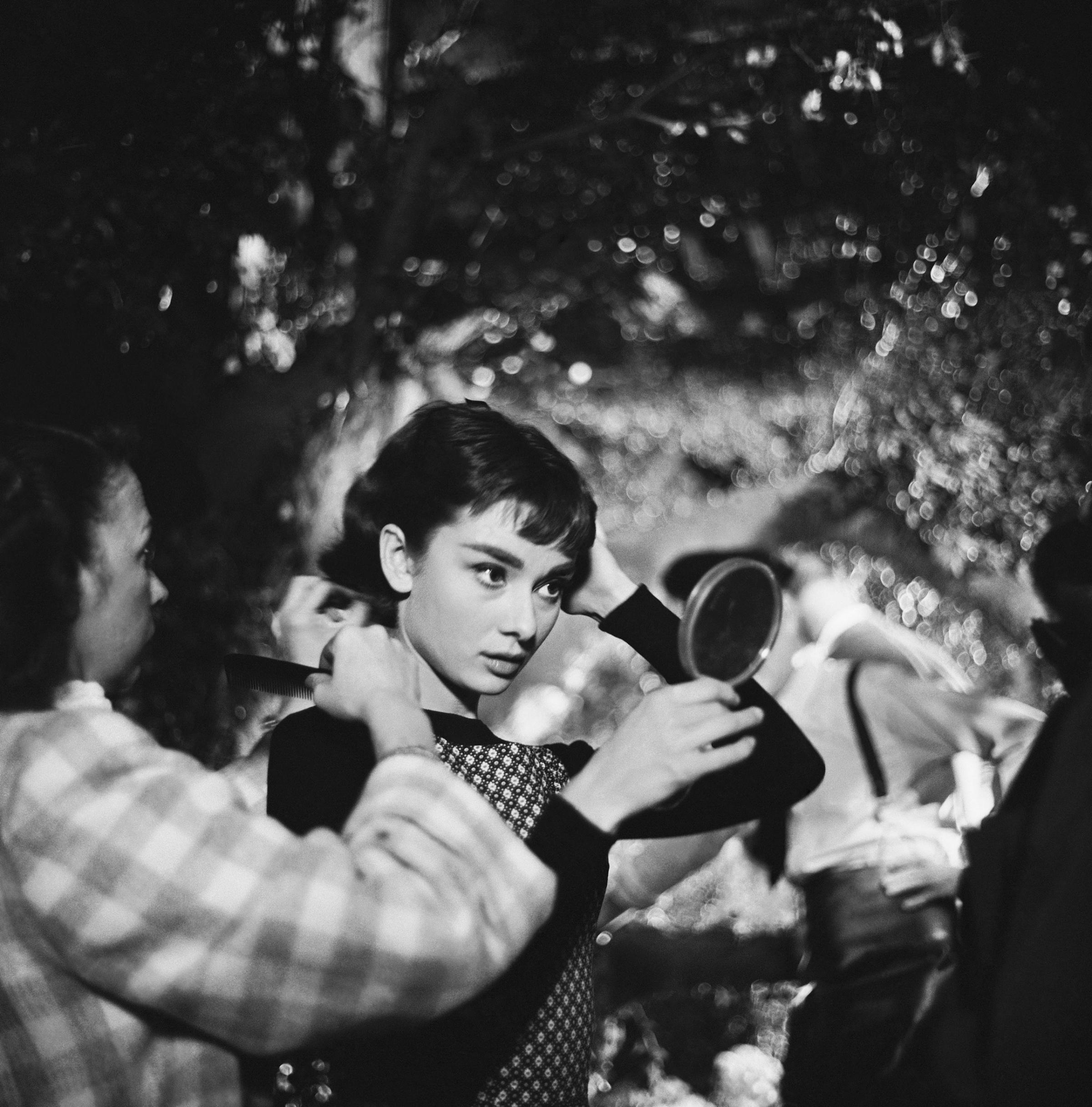 Audrey Hepburn on the set of Sabrina.