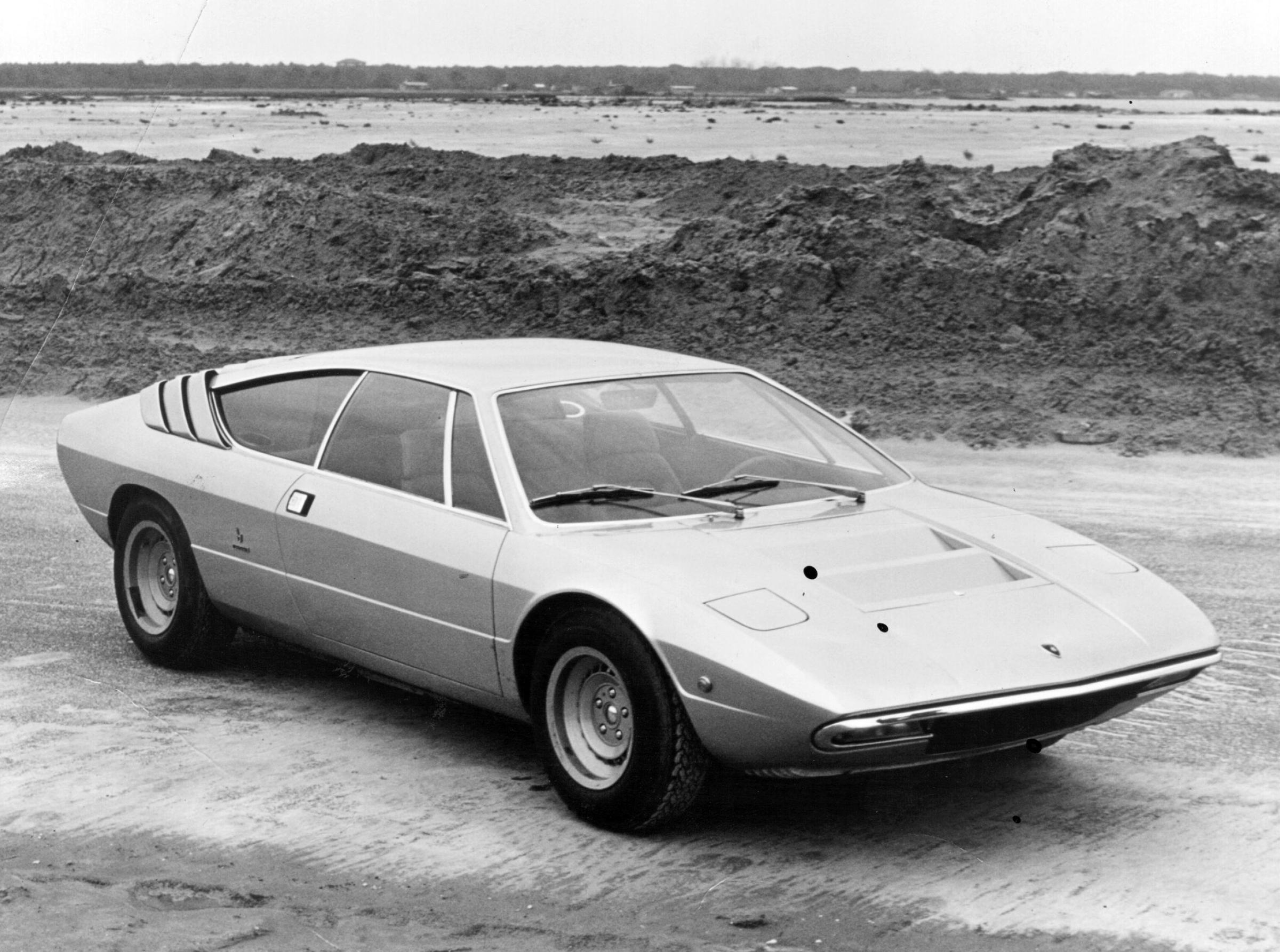 Lamborghini P250 Urraco 2+2 V8 sports car styled by Bertone and priced at £5500 in 1972.