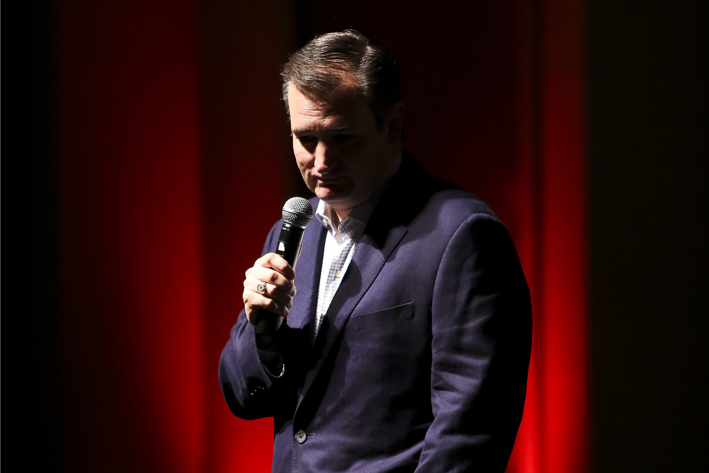 Republican Presidential candidate Sen. Ted Cruz, R-Tx., speaks to the crowd at the Sharon Lynne Wilson Center for the Arts in Brookfield, Wisconsin