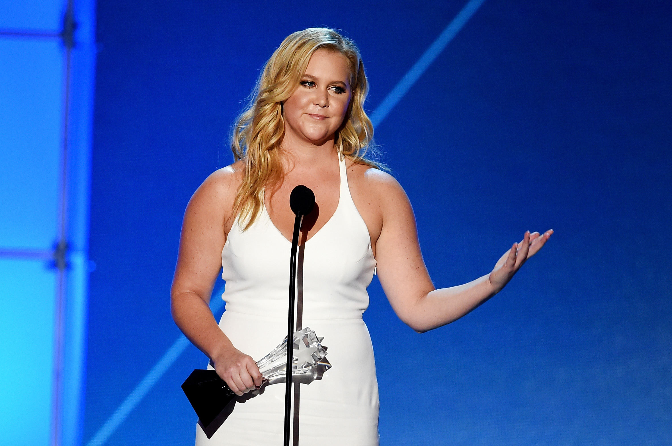 Amy Schumer speaks onstage during the 21st Annual Critics' Choice Awards at Barker Hangar on January 17, 2016 in Santa Monica, California.