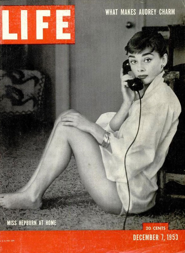 Audrey Hepburn on the cover of LIFE magazine, December 7, 1953.