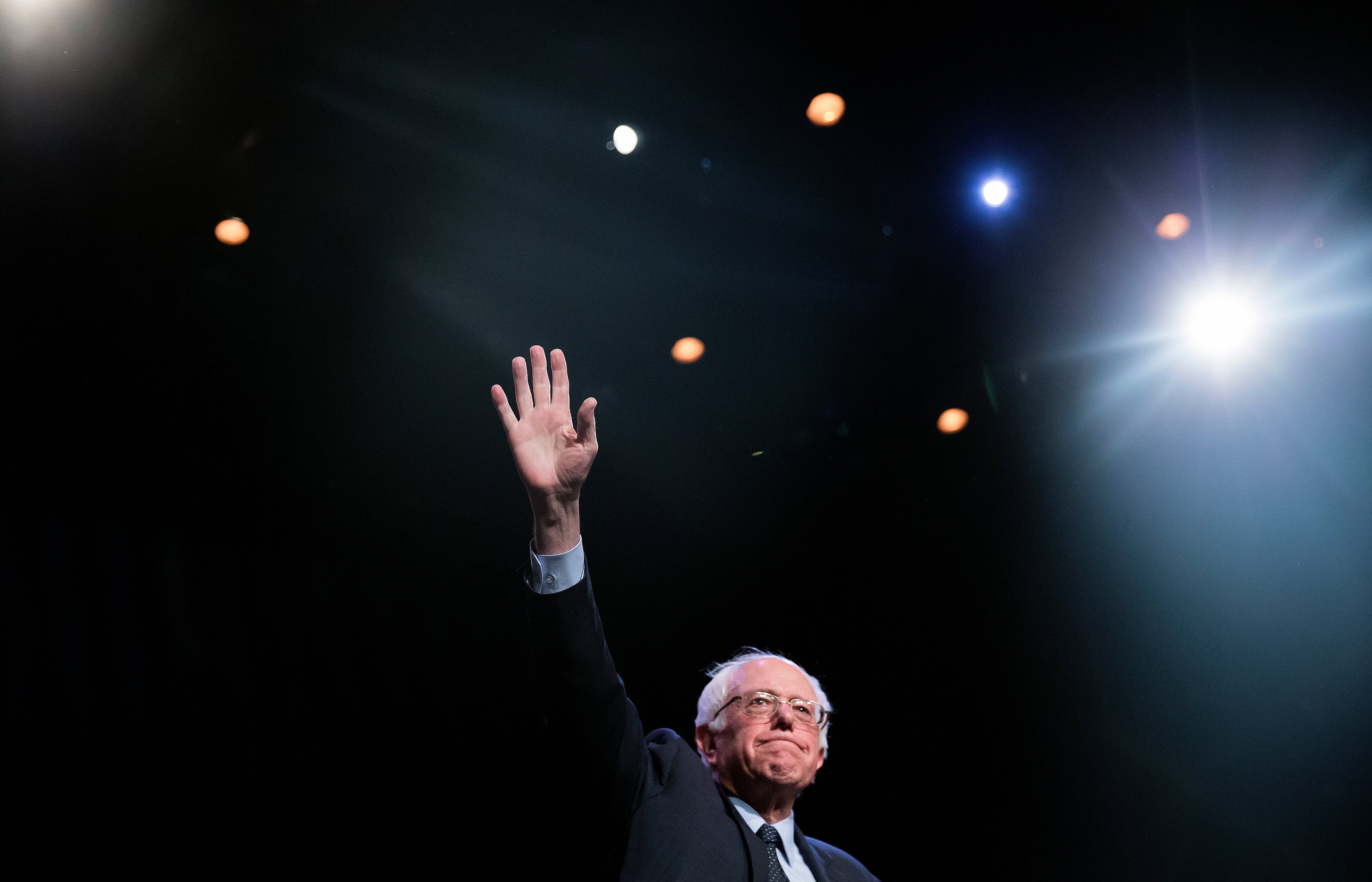 Democratic presidential candidate Sen. Bernie Sanders (D-VT) attends a Community Conversation at the Apollo Theater on April 9 in the Harlem neighborhood of New York City. (Eric Thayer/Getty Images)