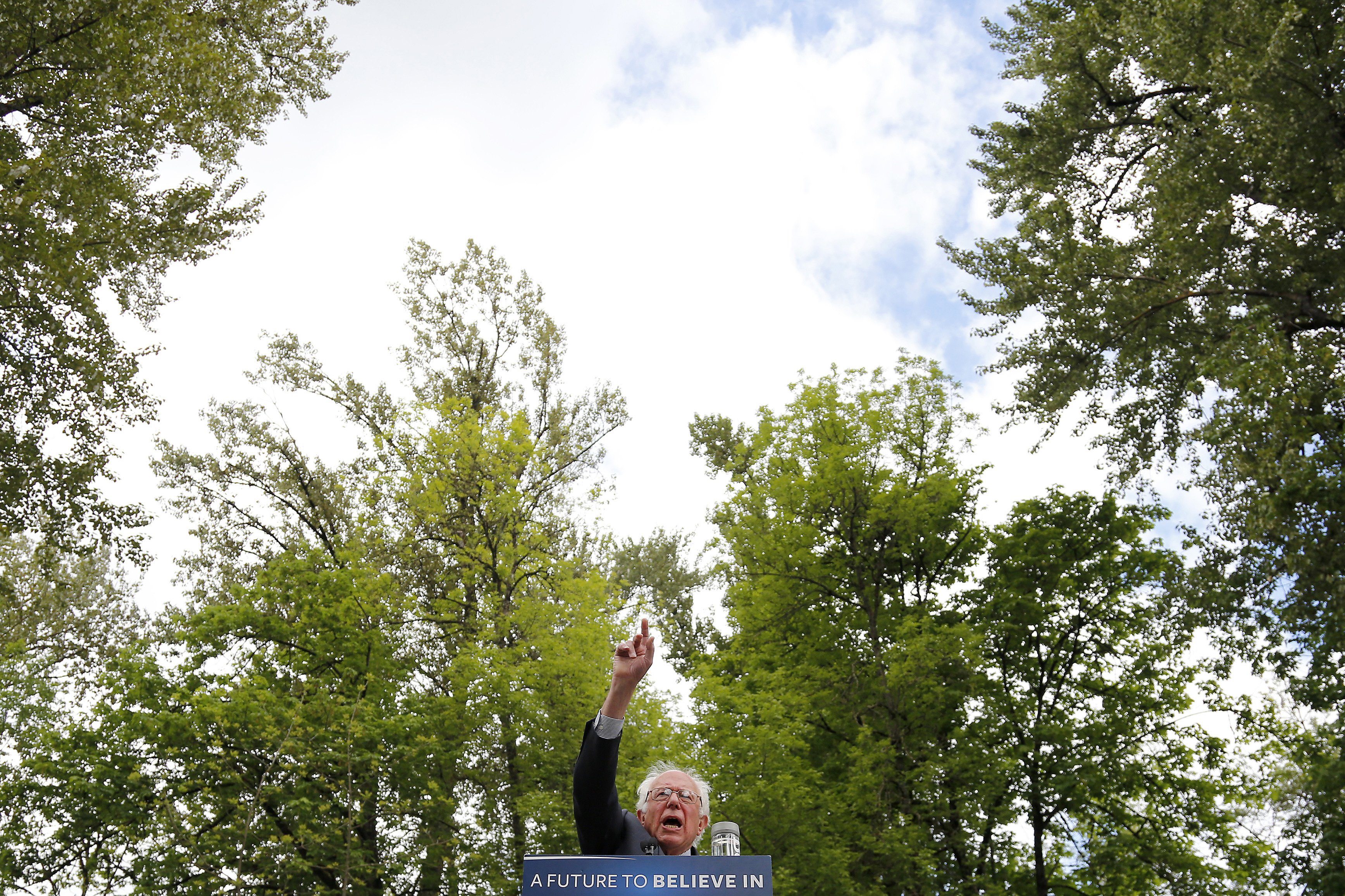 Bernie Sanders speaks during a rally in Springfield, Ore., on April 28, 2016. (Ryan Kang—AP)