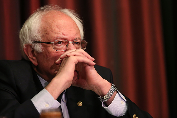 Democratic presidential candidate Sen. Bernie Sanders pauses before addressing the 25th annual National Action Network convention on April 14, 2016 in New York City.
