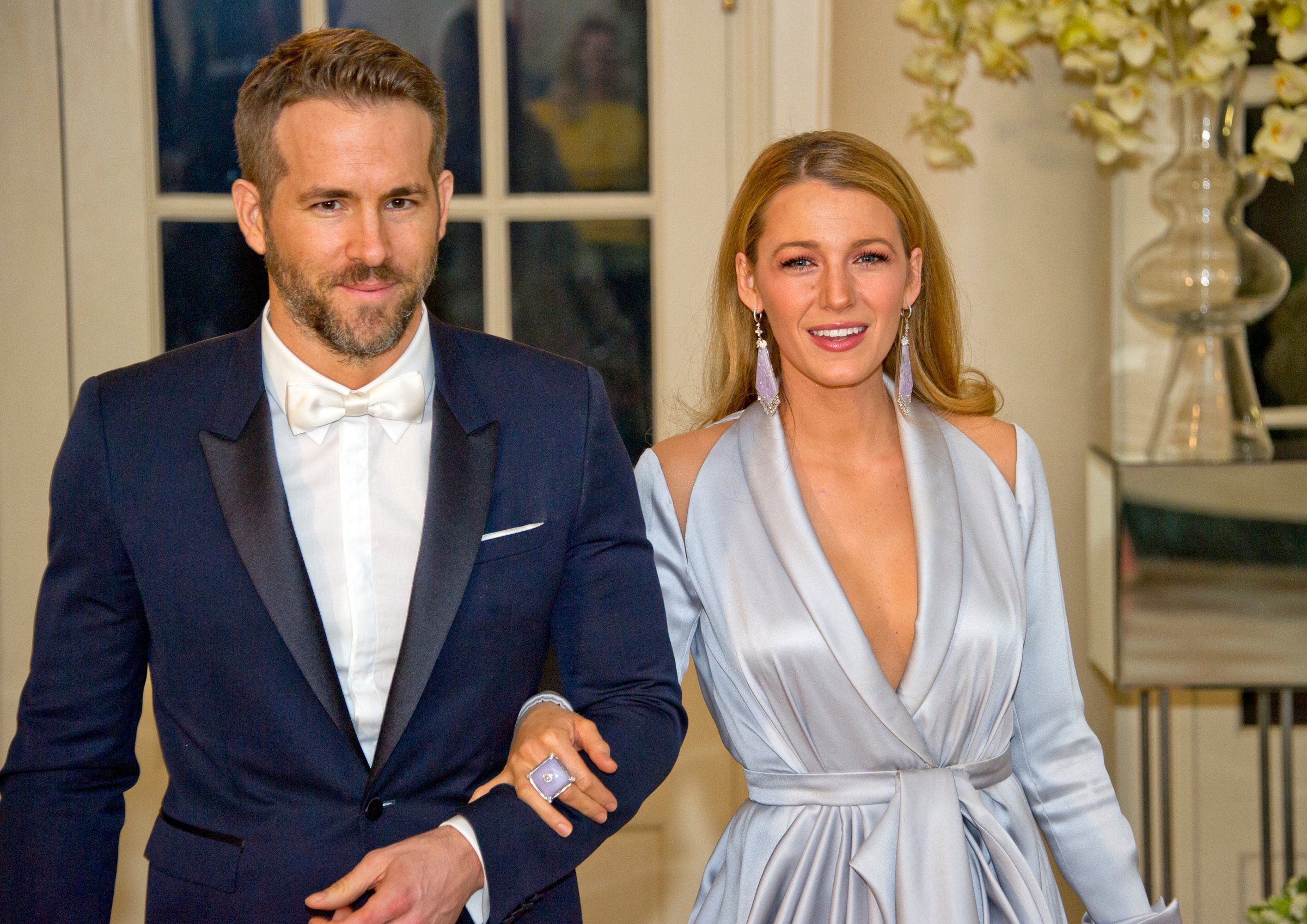 Blake Lively and Ryan Reynolds arrive for the State Dinner in honor of Prime Minister Trudeau and Mrs. Sophie Grégoire Trudeau of Canada at the White House in Washington, DC on Thursday, March 10, 2016.