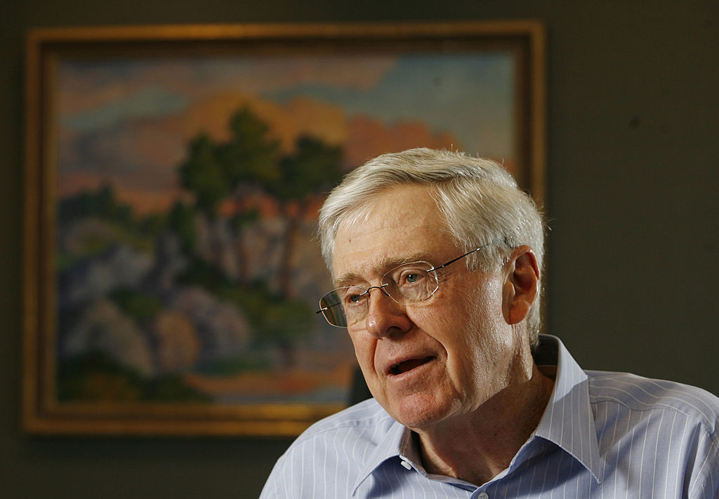 In this 2007 file photograph, Charles Koch, head of Koch Industries, talks passionately about his new book on Market Based Management. (Wichita Eagle&mdash;MCT via Getty Images)