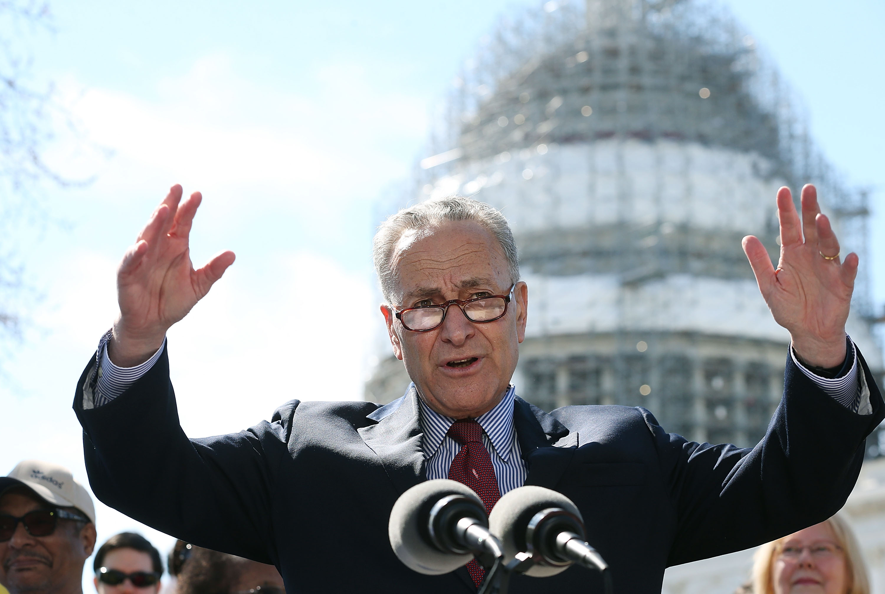 Sen. Chuck Schumer, (D-NY), speaks about social security, during a news conference on Capitol Hill, February 9, 2016 in Washington, DC. (Mark Wilson&mdash;Getty Images)