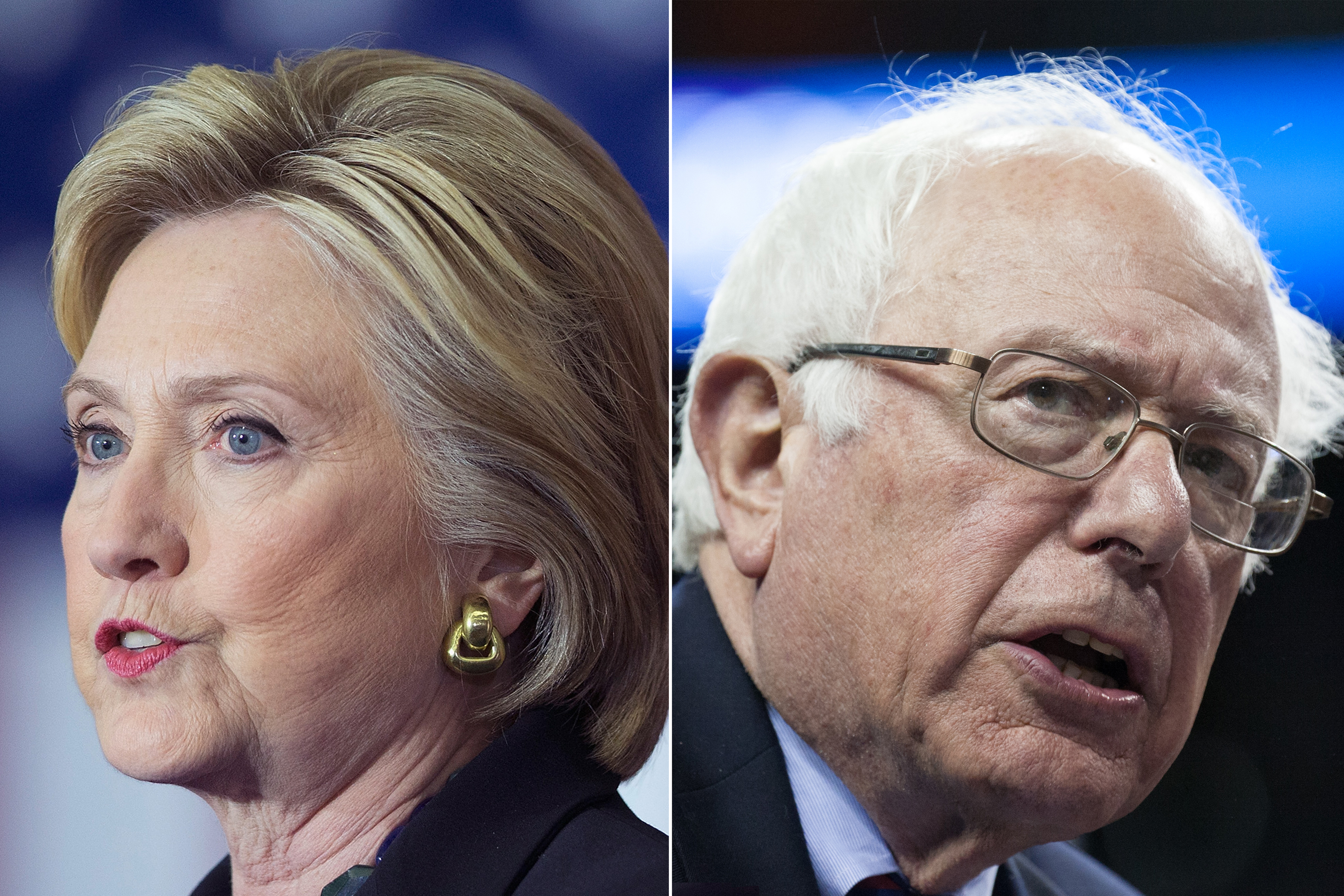 Hillary Clinton speaks in Madison, WI, in March 2016 (L); Bernie Sanders speaks in Seattle, WA, in March 2016. (Scott Olson—Getty Images (L); Matt Mills McKnight—Getty Images)