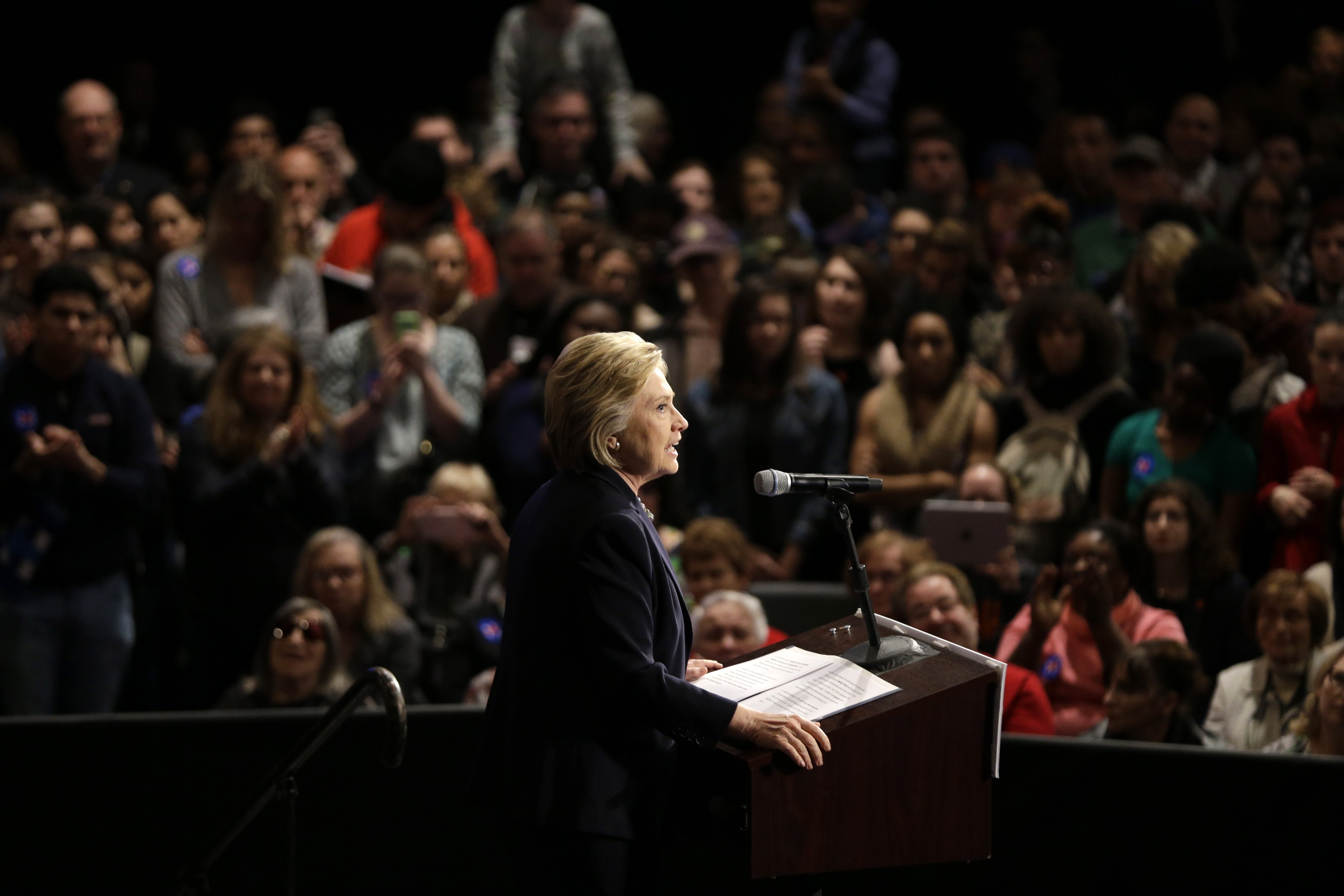 Hillary Clinton speaks at a rally in Purchase, on March 31, 2016. (Seth Wenig—AP)