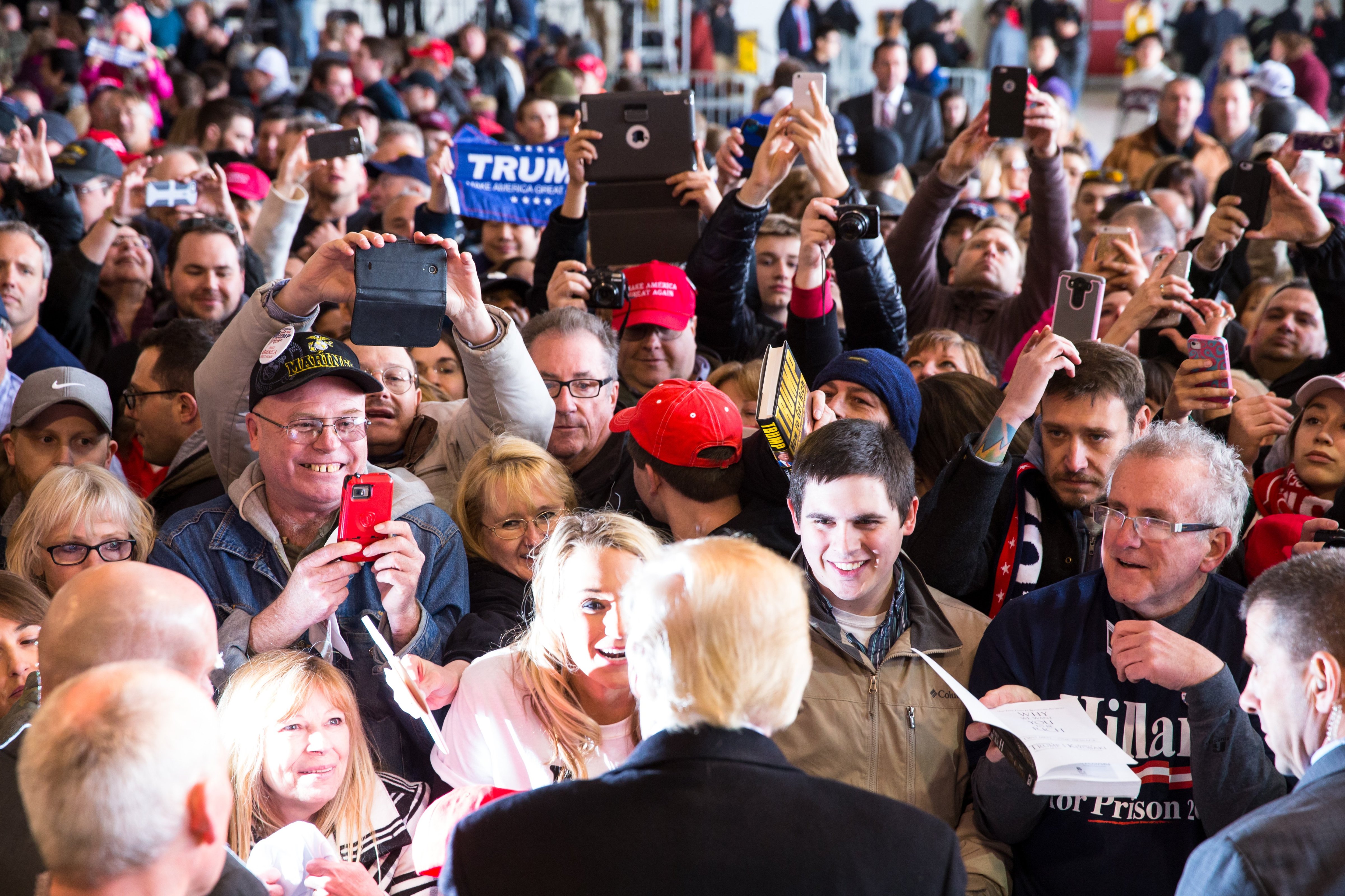Republican presidential candidate Donald Trump greets the crowd at a rally for his campaign in Rochester, New York on April 10, 2016. (Brett Carlsen—Getty Images)