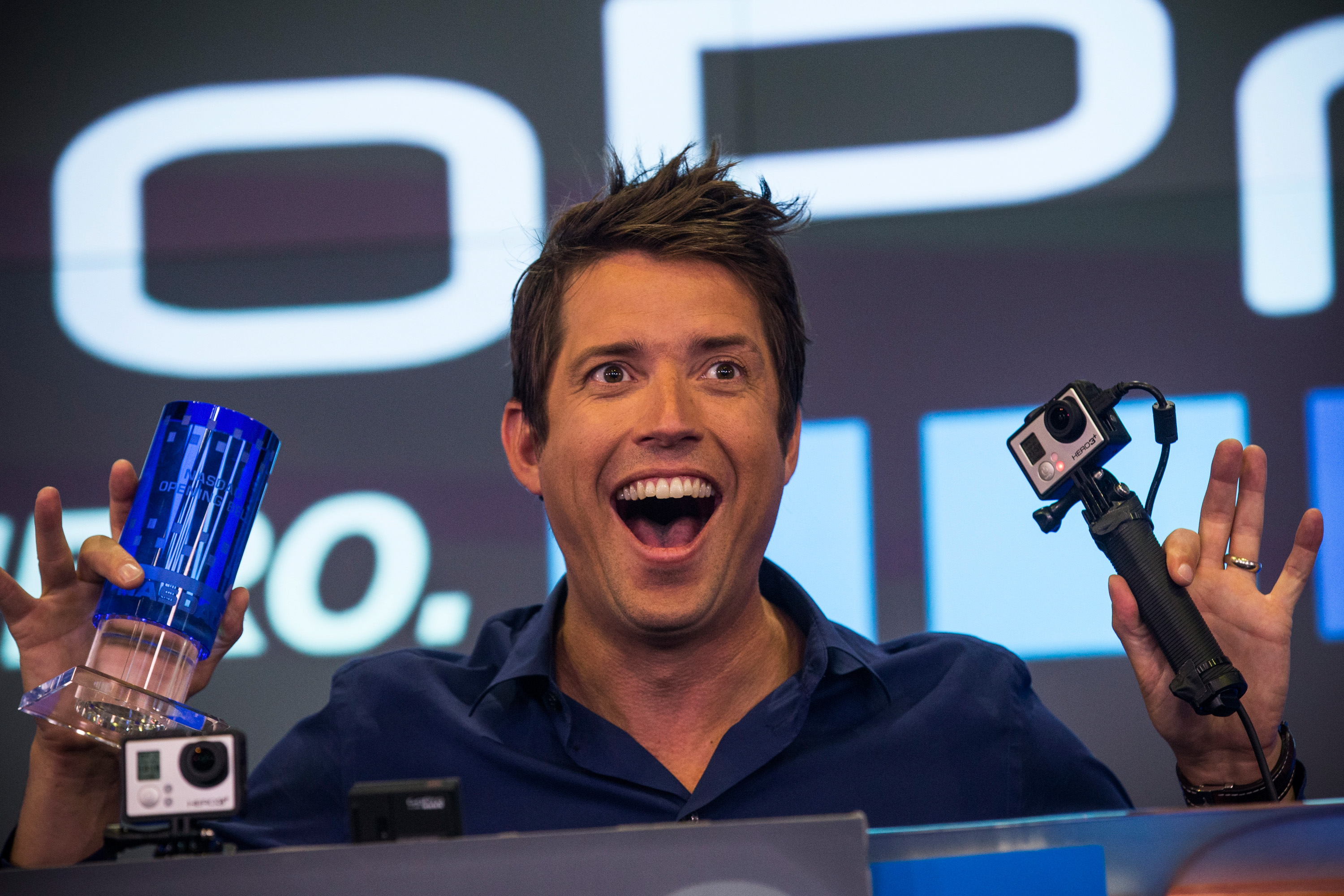 Nick Woodman, founder and CEO of GoPro speaks during the company's initial public offering (IPO) at the Nasdaq Stock Exchange on June 26, 2014 in New York City. (Andrew Burton&mdash;Getty Images)