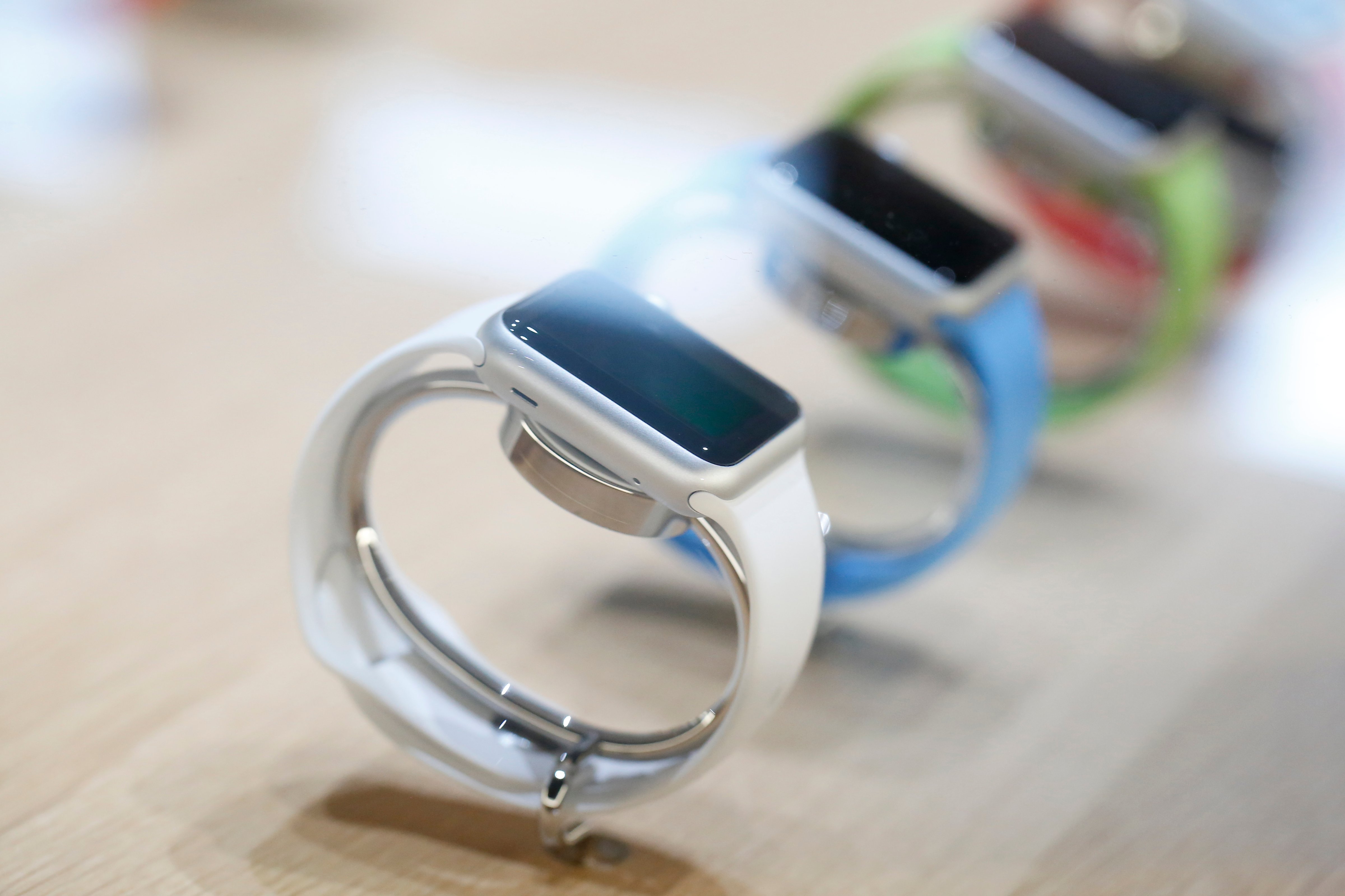 The new Apple Watch is seen on display after an Apple special event at the Yerba Buena Center for the Arts on March 9, 2015 in San Francisco, California. (Stephen Lam&mdash;Getty Images)