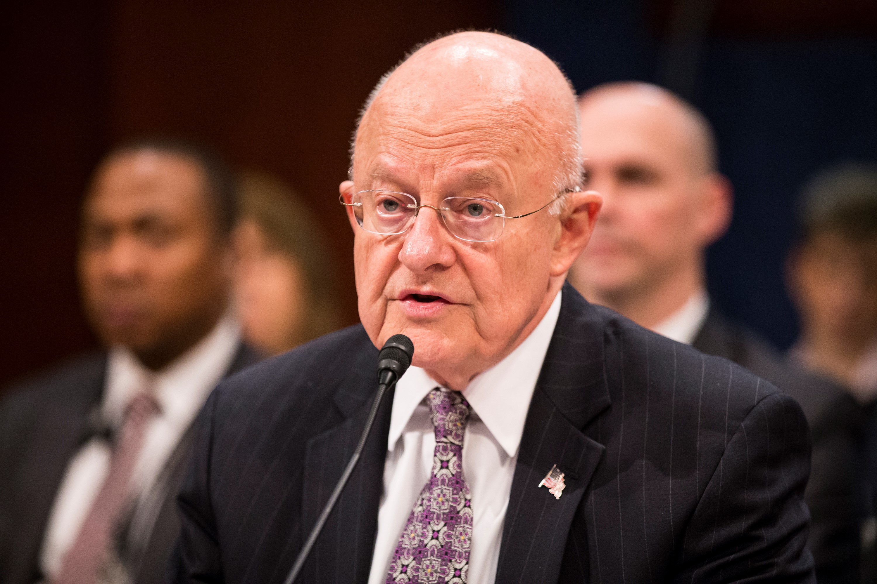 James Clapper, Director of National Intelligence, testifies during a House Intelligence Committee hearing on Worldwide Threats in Washington, on Feb. 25, 2016. (Samuel Corum—Anadolu Agency/Getty Images)