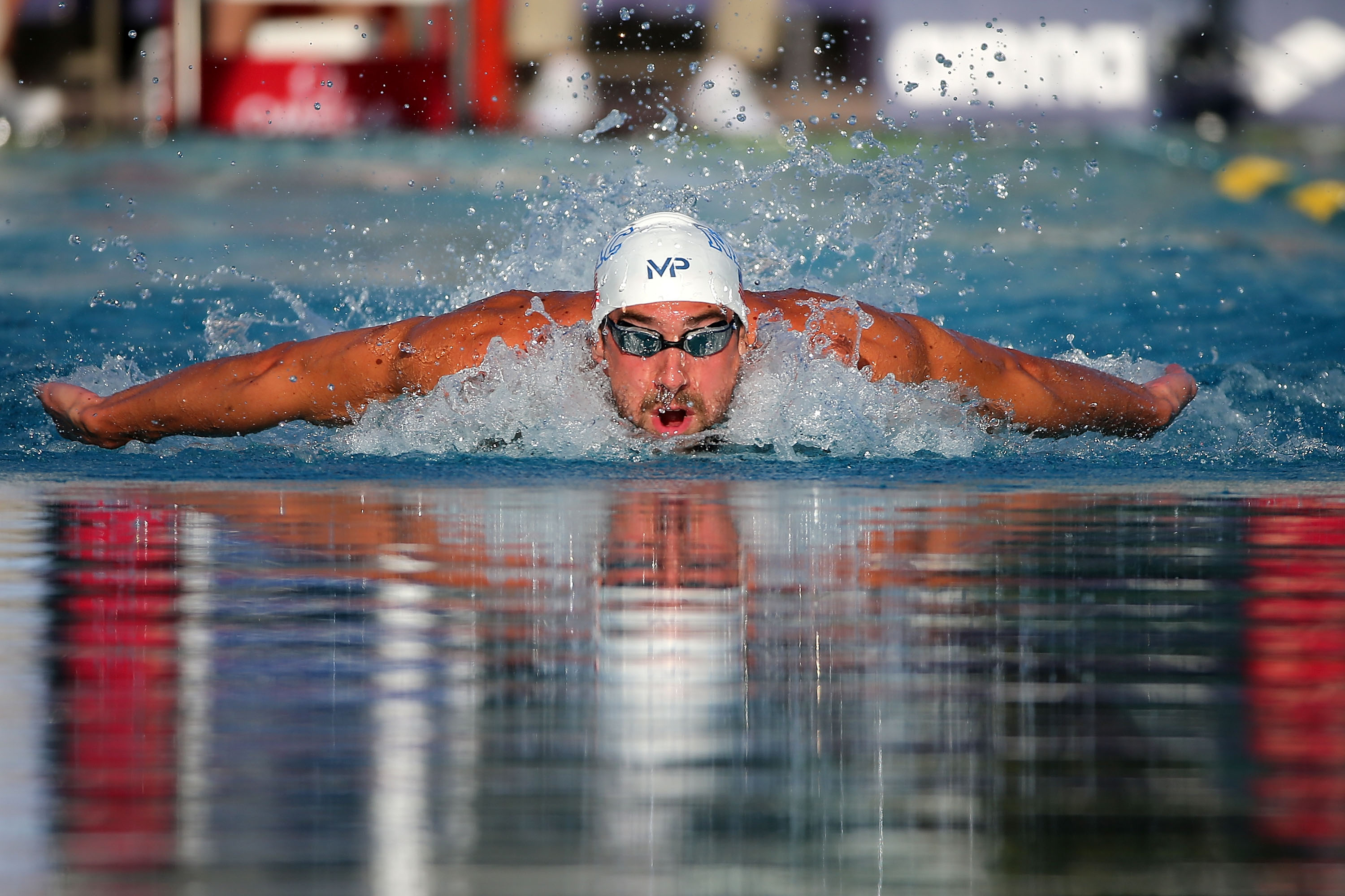 Michael Phelps competes in the finals of the men's 200 meter individual medley at the Skyline Aquatic Center on April 16, 2016 in Mesa, Arizona.  Chris Coduto&mdash;Getty Images (Chris Coduto&mdash;Getty Images)